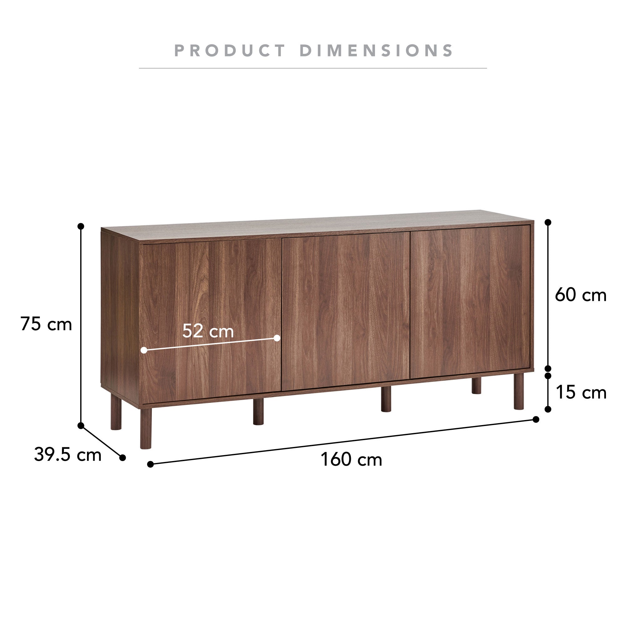 Norquay 160cm Sideboard Walnut