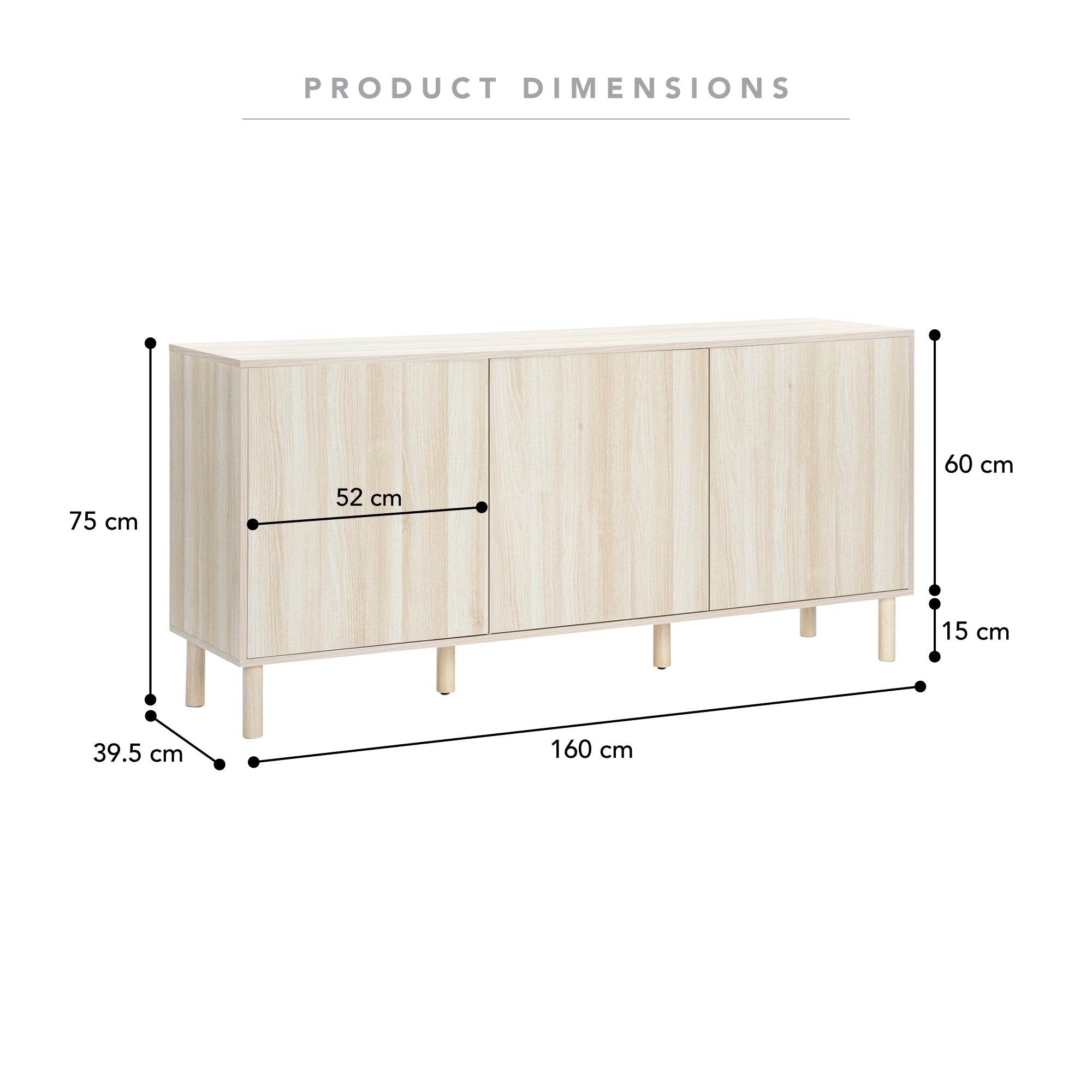 Norquay 160cm Sideboard Light Oak