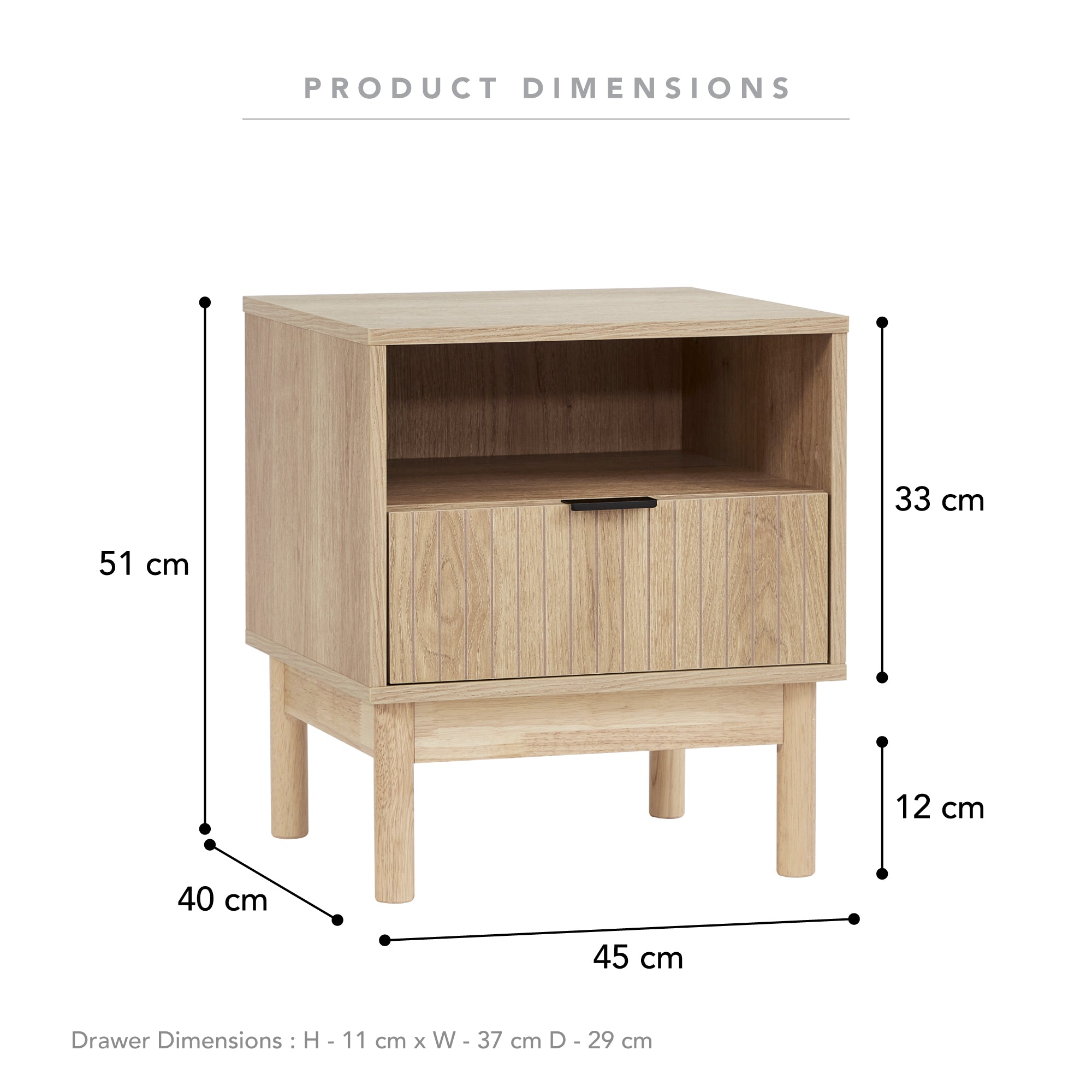 Apia 45cm Bedside Table