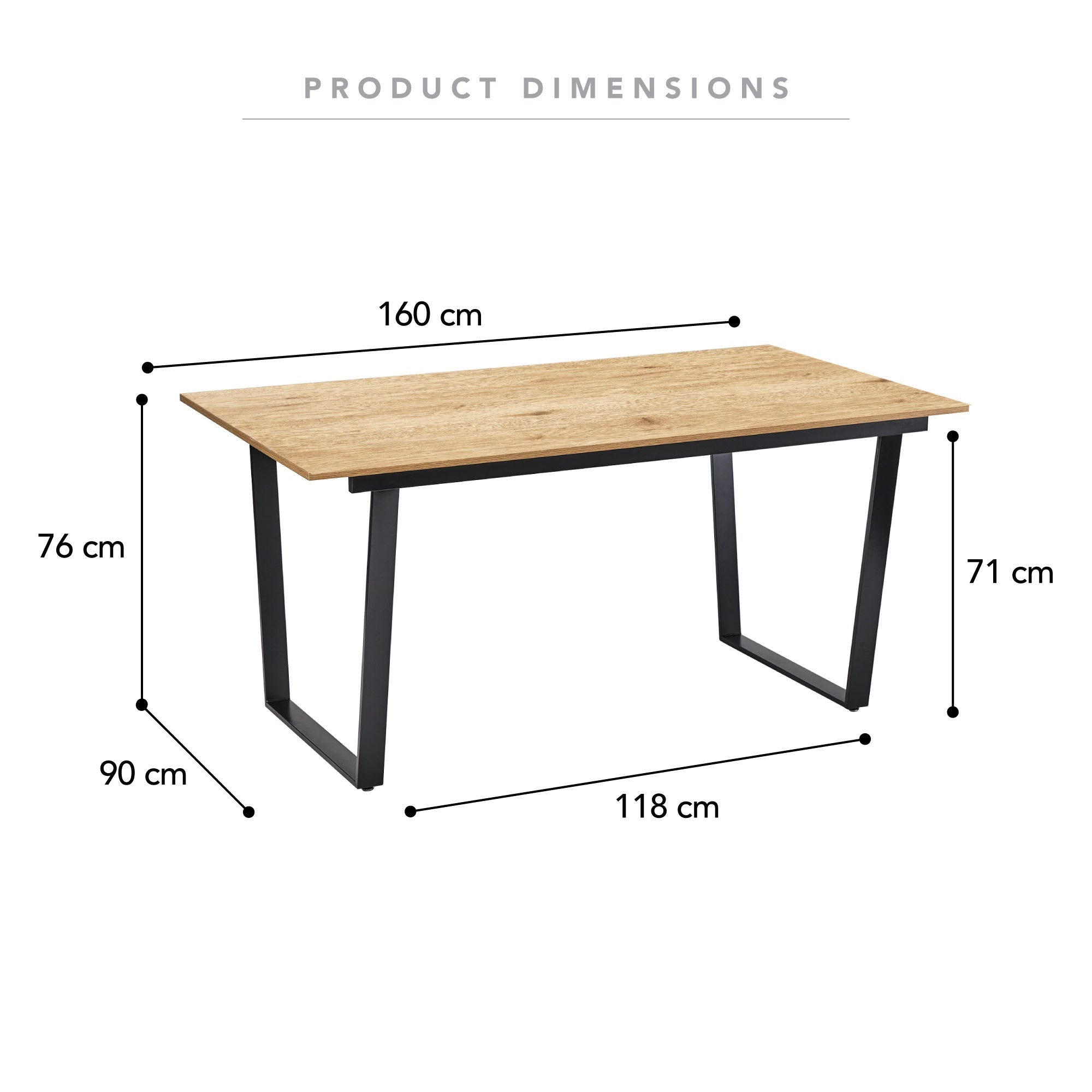 Arizona 160Cm Dining Table Oak Tables