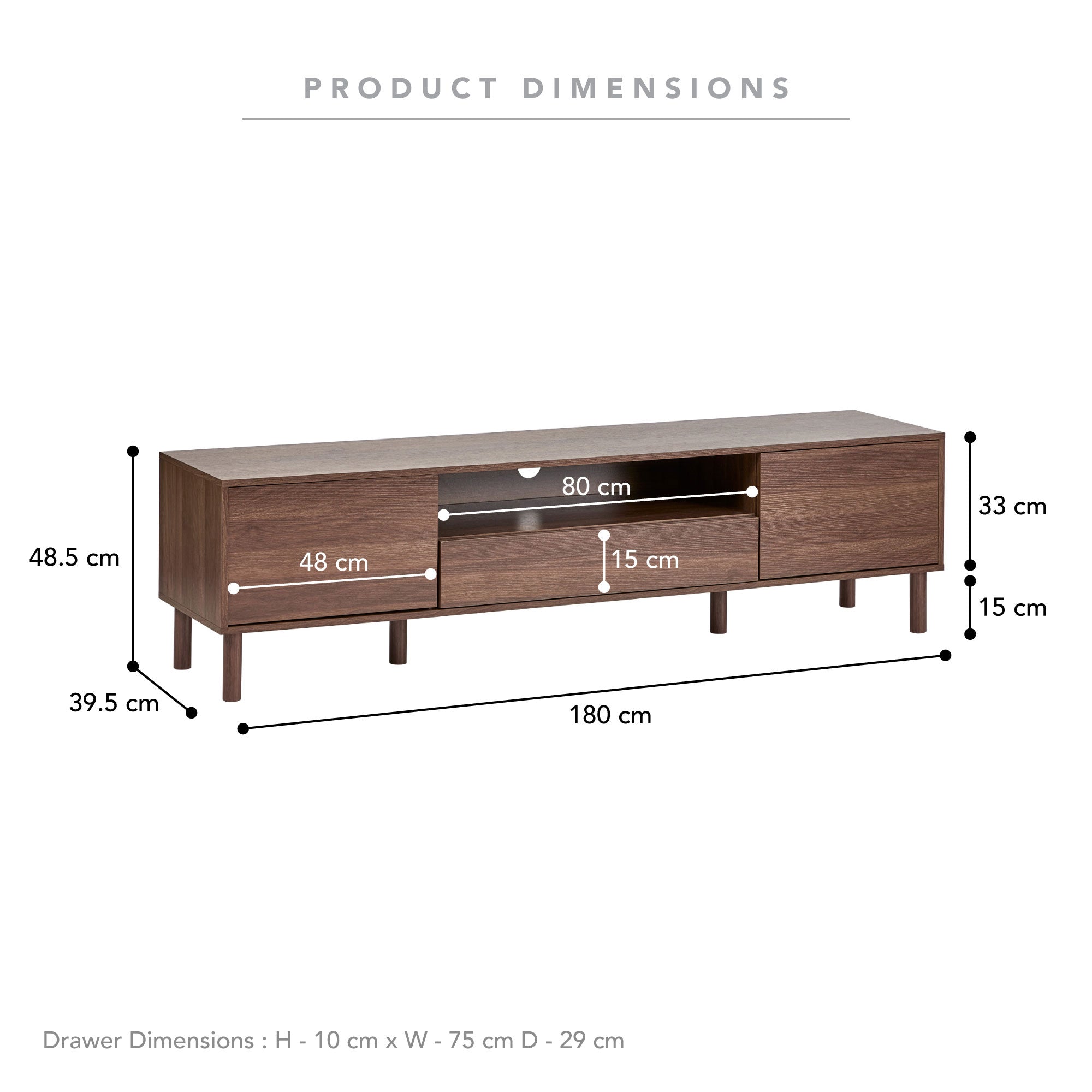 Norquay 180cm TV Unit Walnut