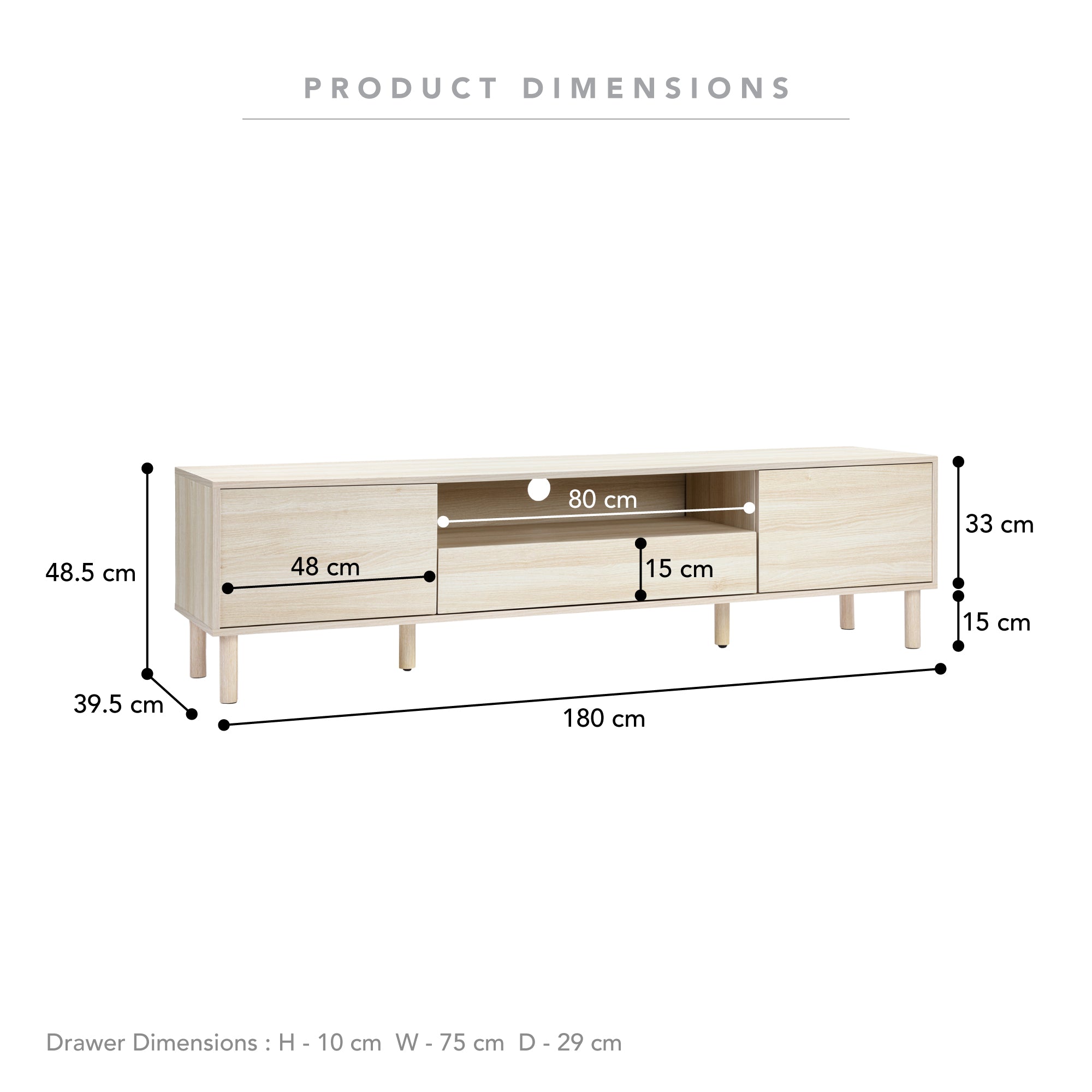 Norquay 180cm TV Unit Light Oak