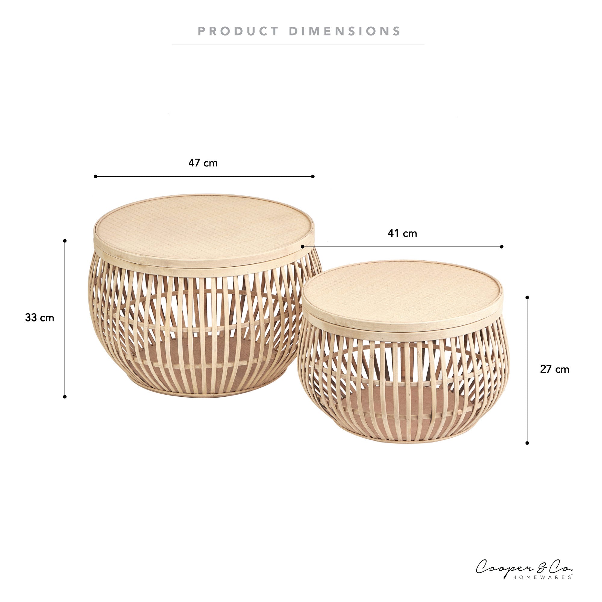 Sara Set Of 2 Bamboo Coffee Tables