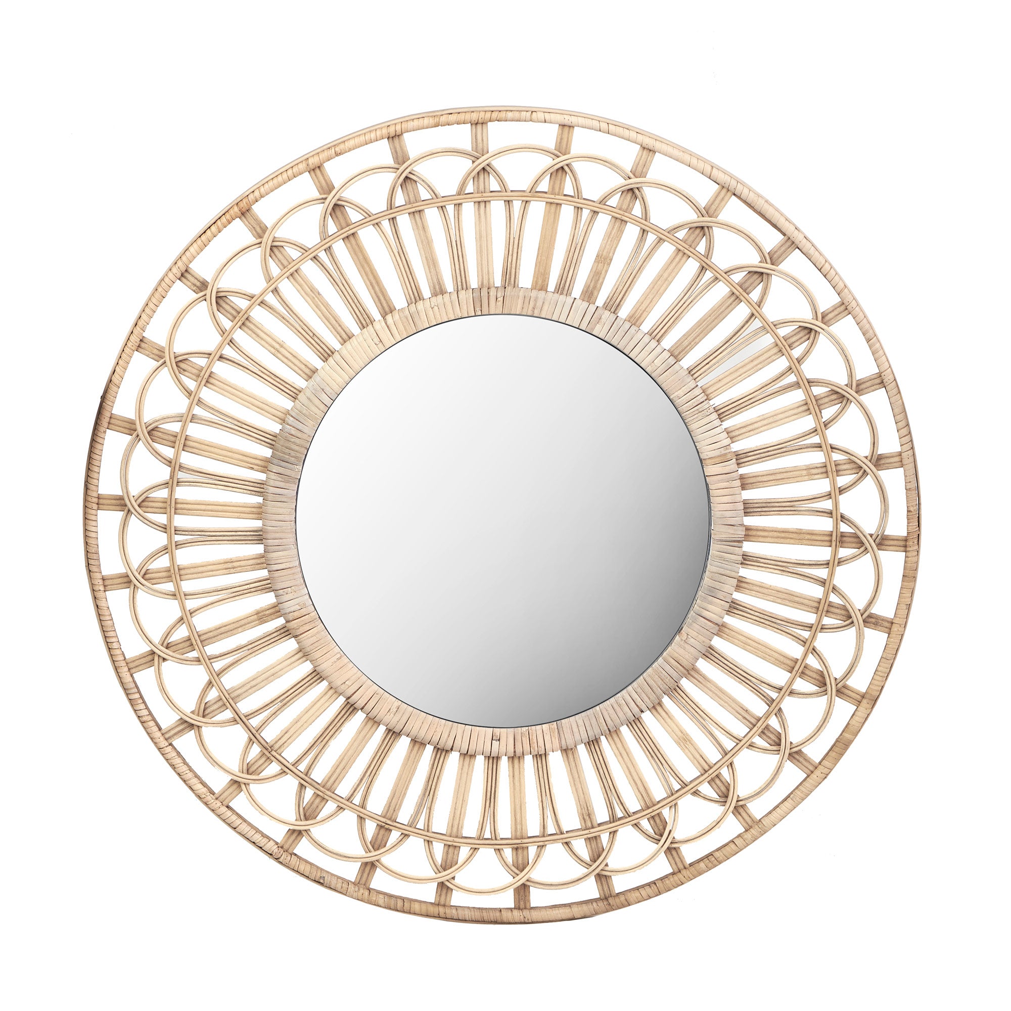 Panay 70Cm Round Rattan Mirror Mirrors