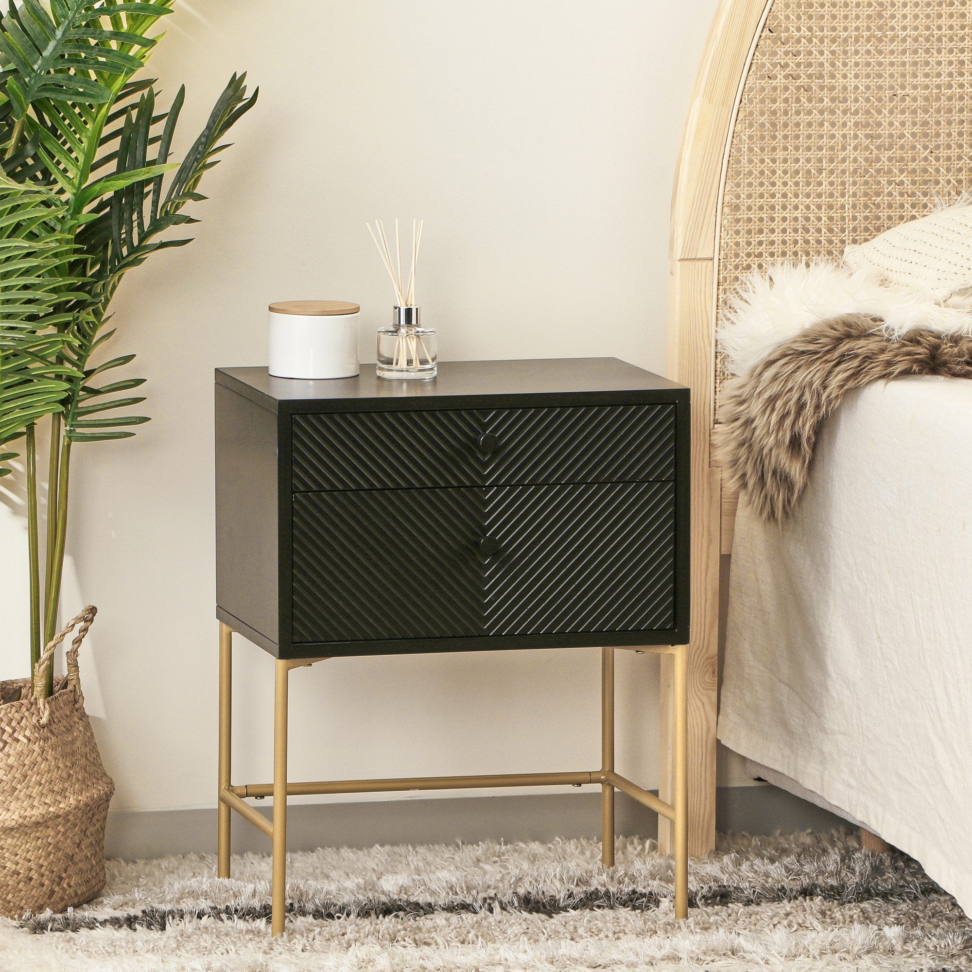 Chelsea 46Cm Bedside Table Black Tables