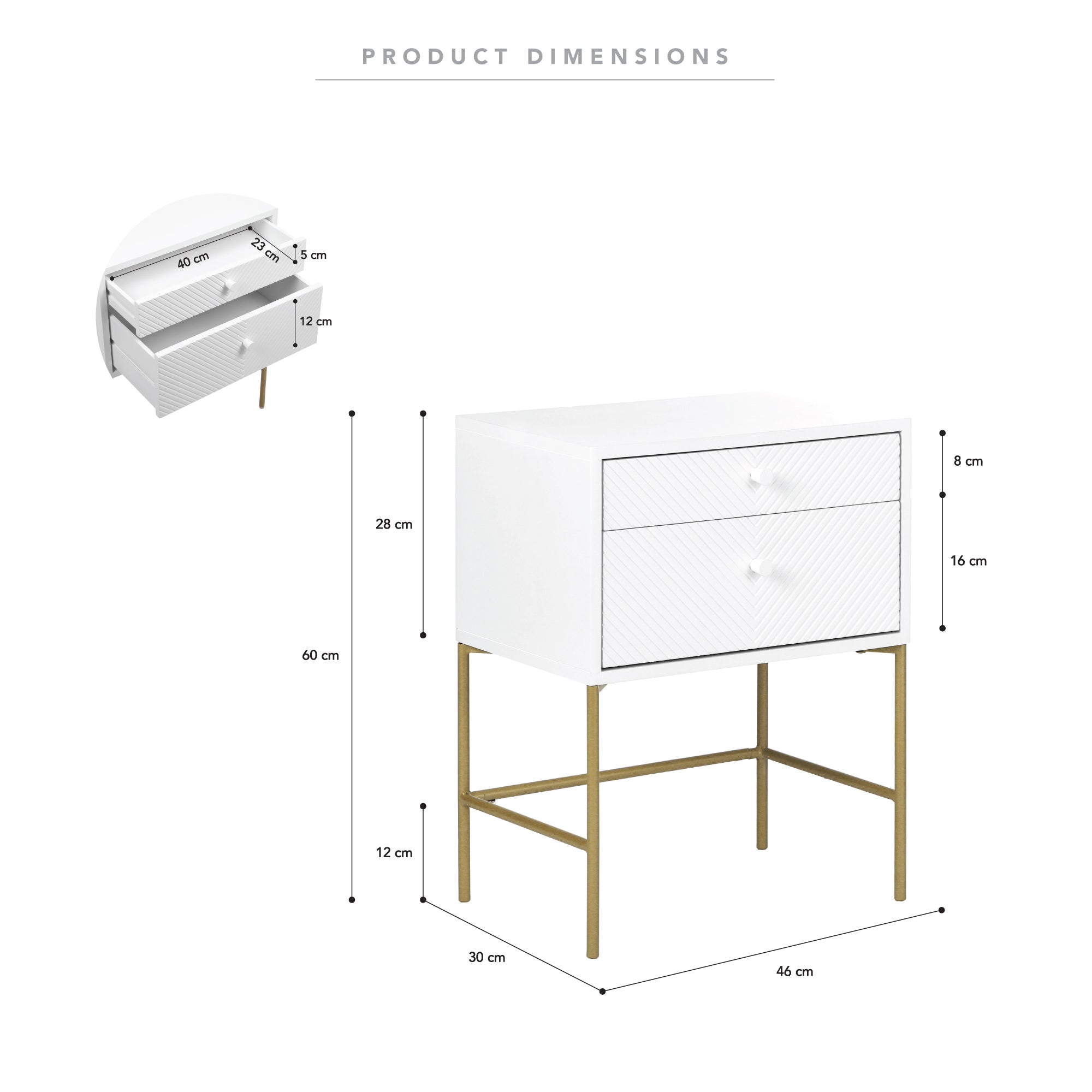 Chelsea 46cm Bedside Table