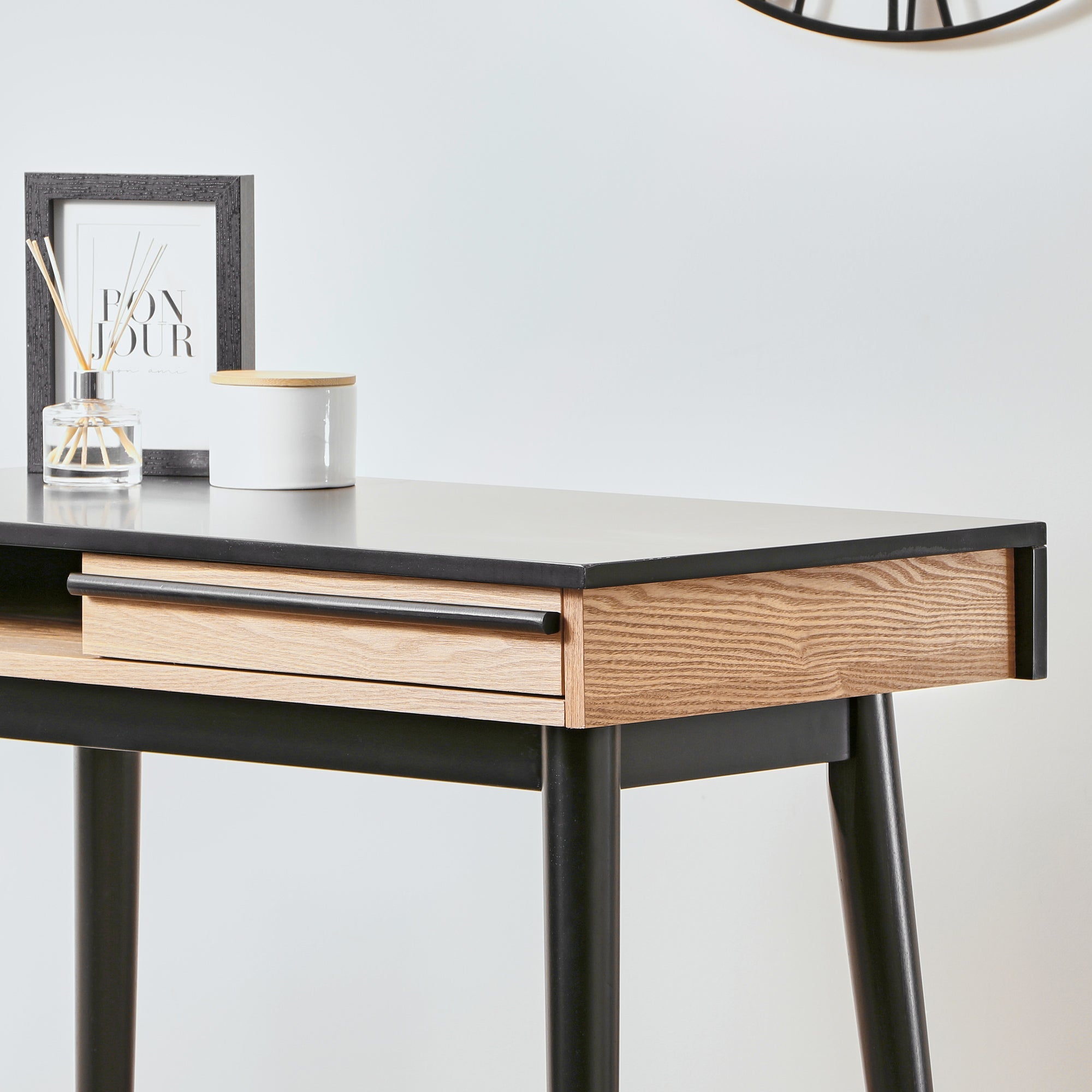 Two Tone 85Cm Desk Black Console Tables