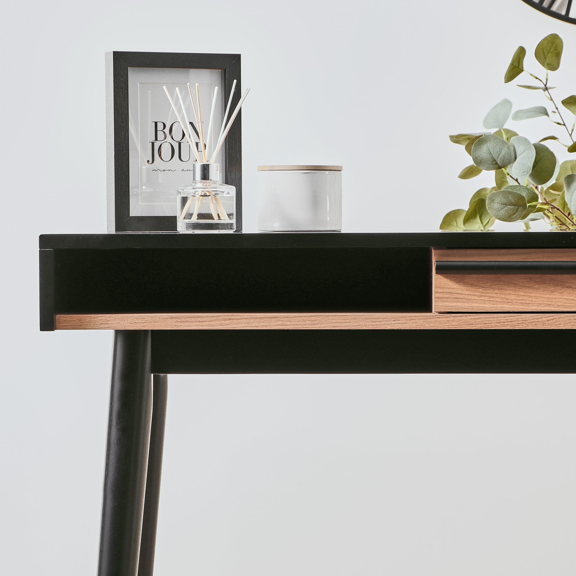 Two Tone 85Cm Desk Black Console Tables