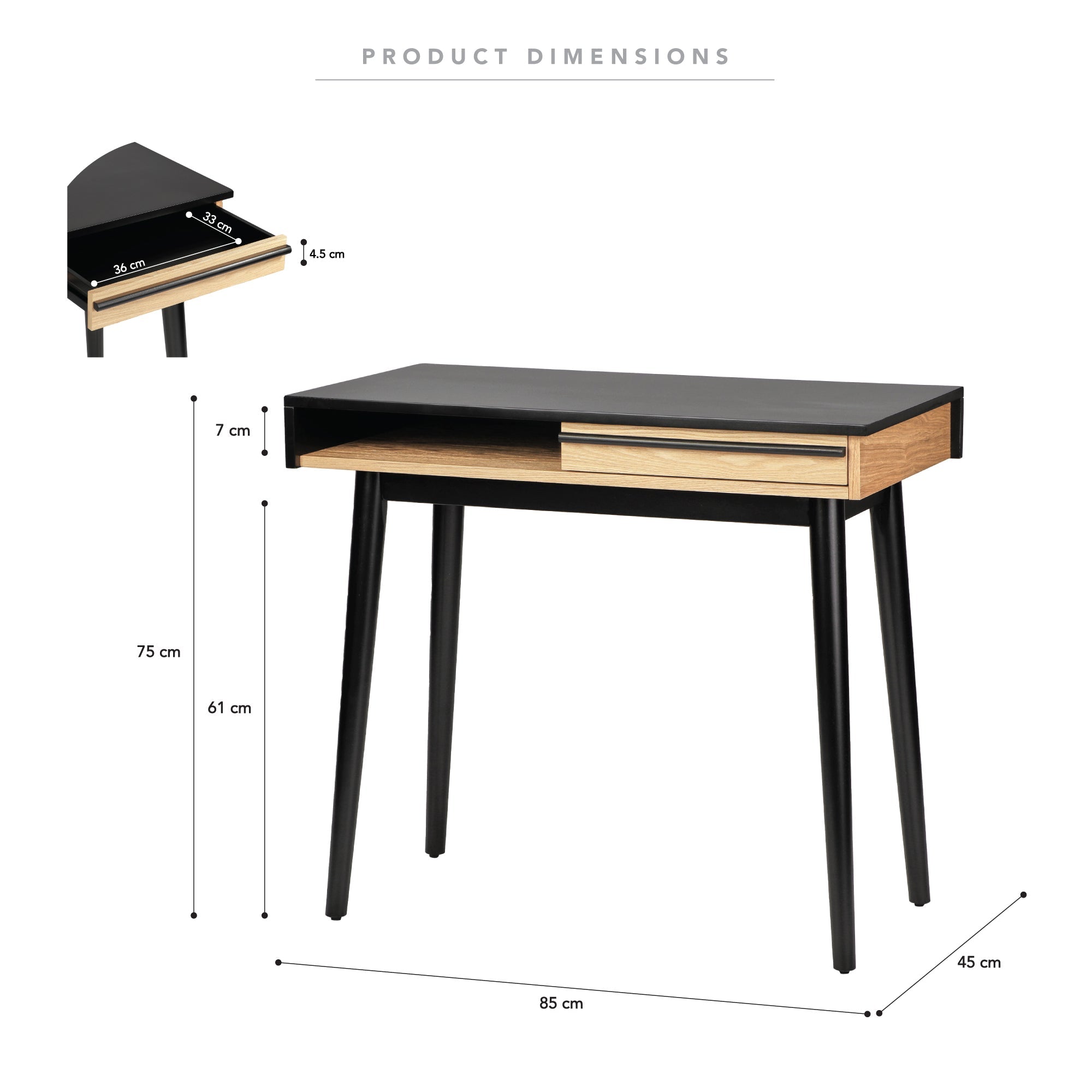 Two Tone 85Cm Desk Black Console Tables