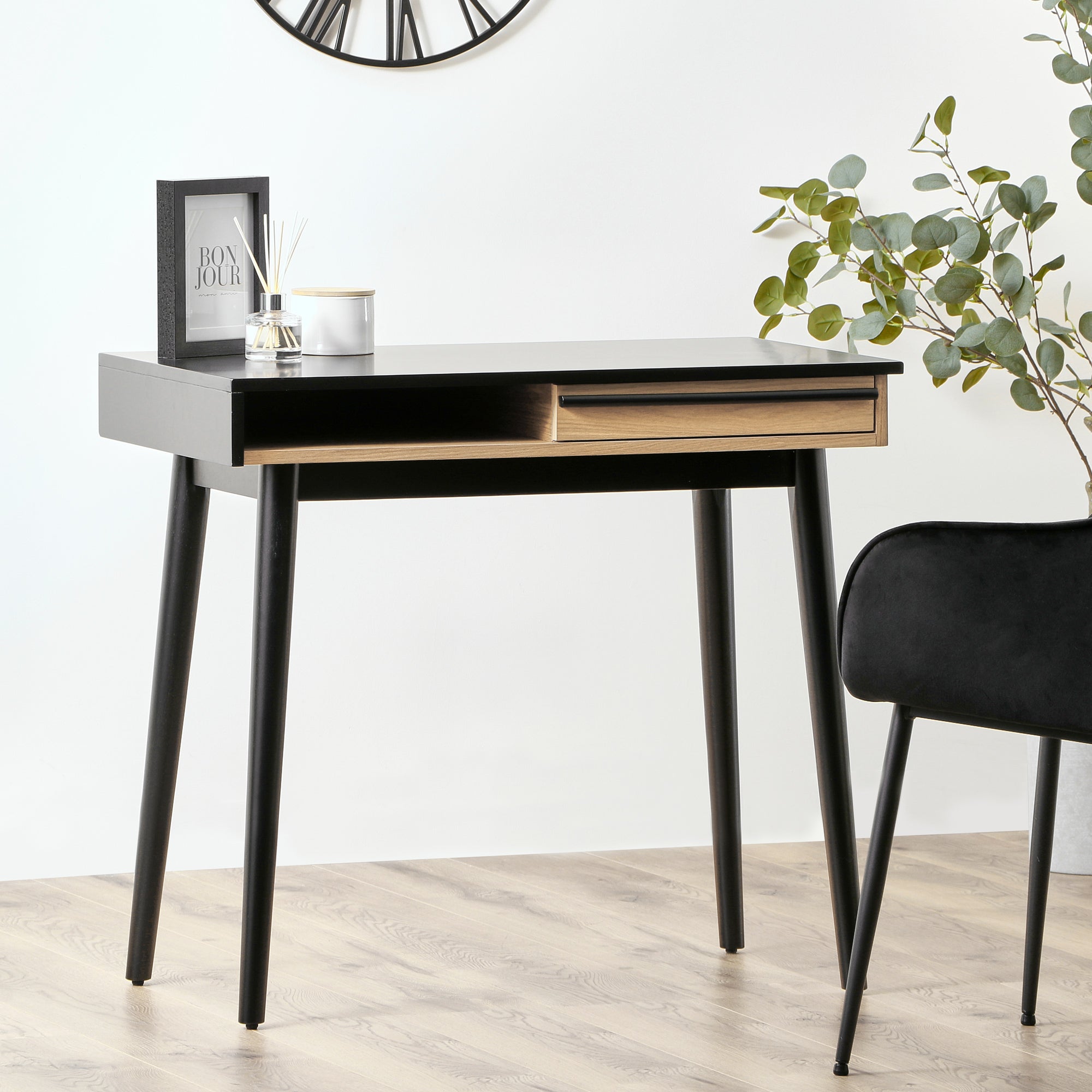 Two Tone 85Cm Desk Black Console Tables