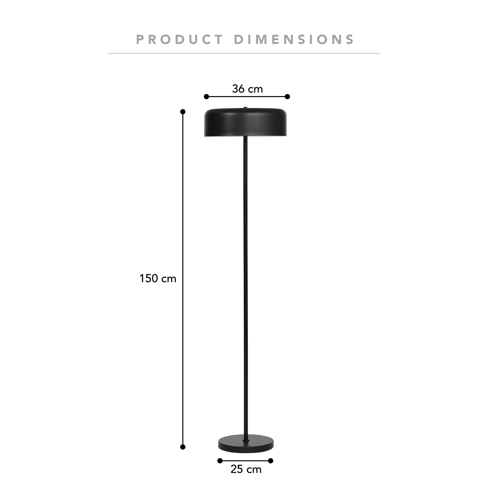 Mushroom 150cm Floor Lamp Black