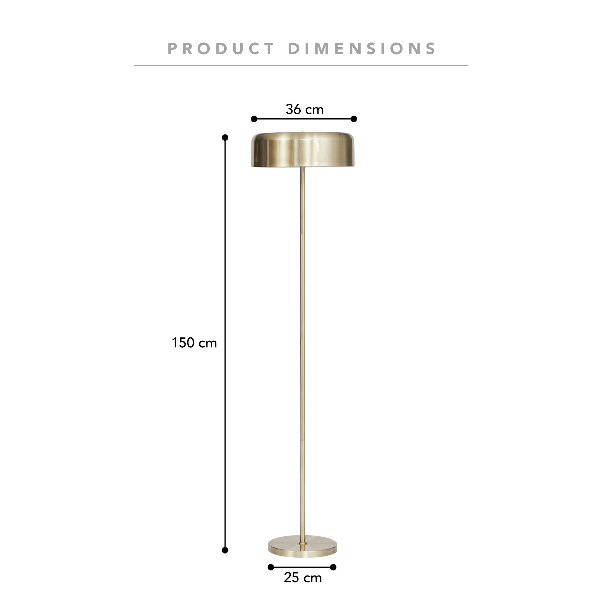 Mushroom 150cm Floor Lamp Gold