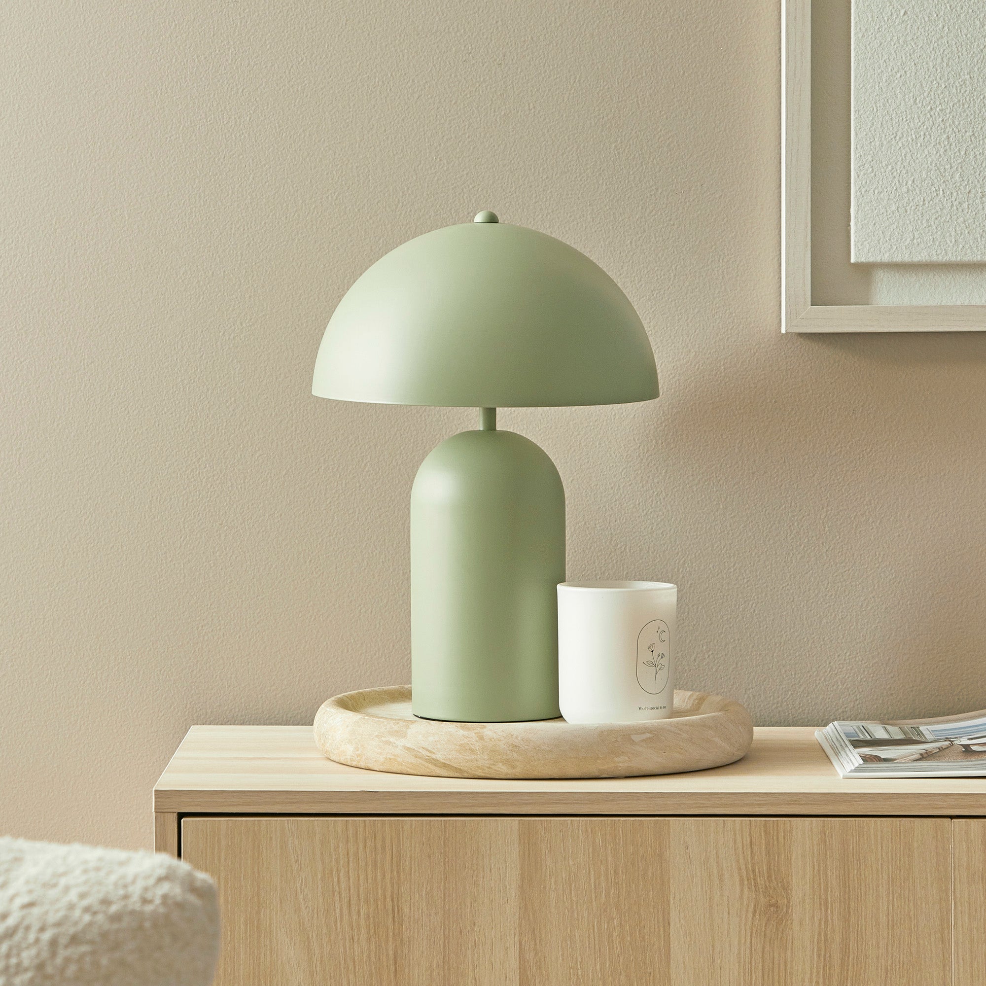 Mushroom 36cm Table Lamp Sage