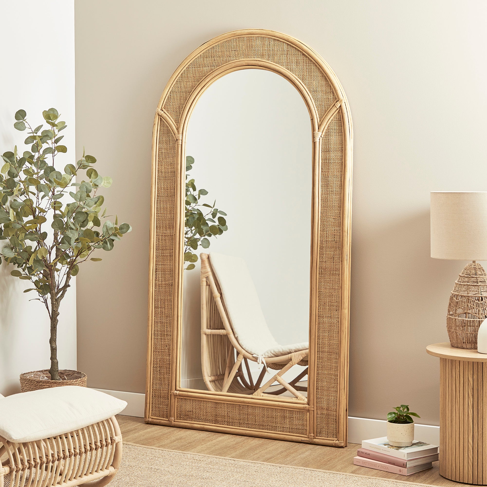 Cove Rattan 180cm Arch Mirror