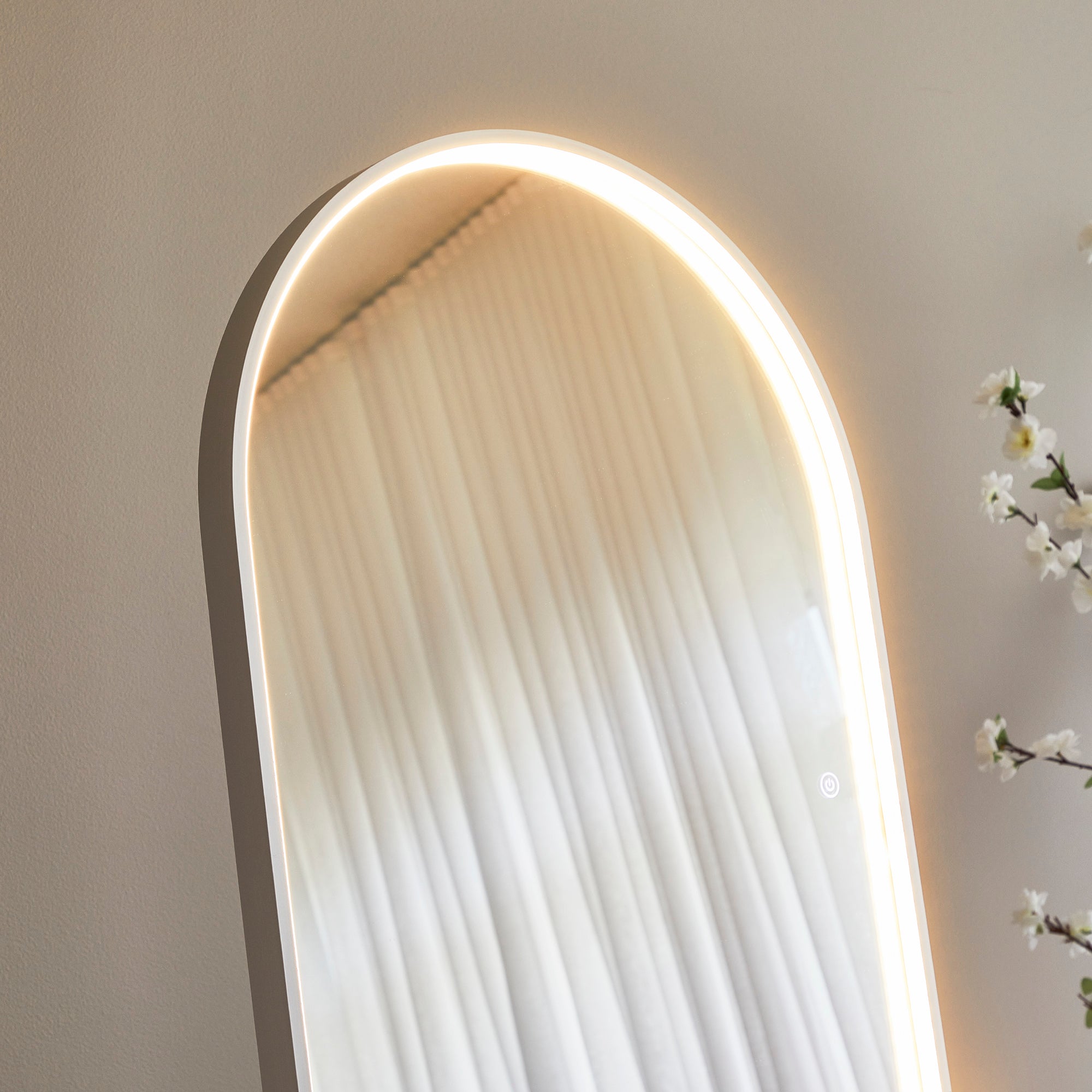 Luna 160cm Standing Arch Front Illuminated Mirror Silver