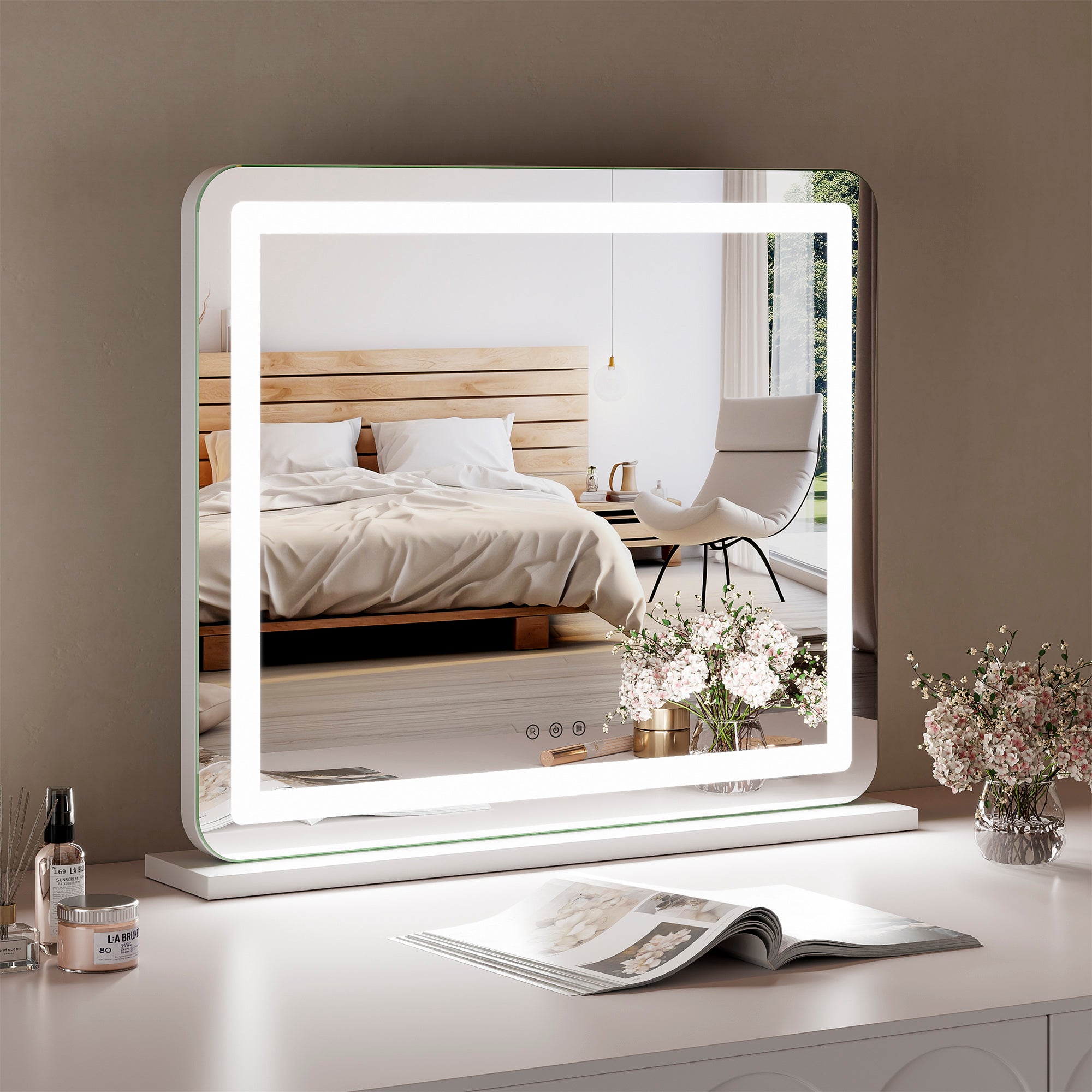 Luna 67cm Rectangle Front Illuminated Vanity Mirror White