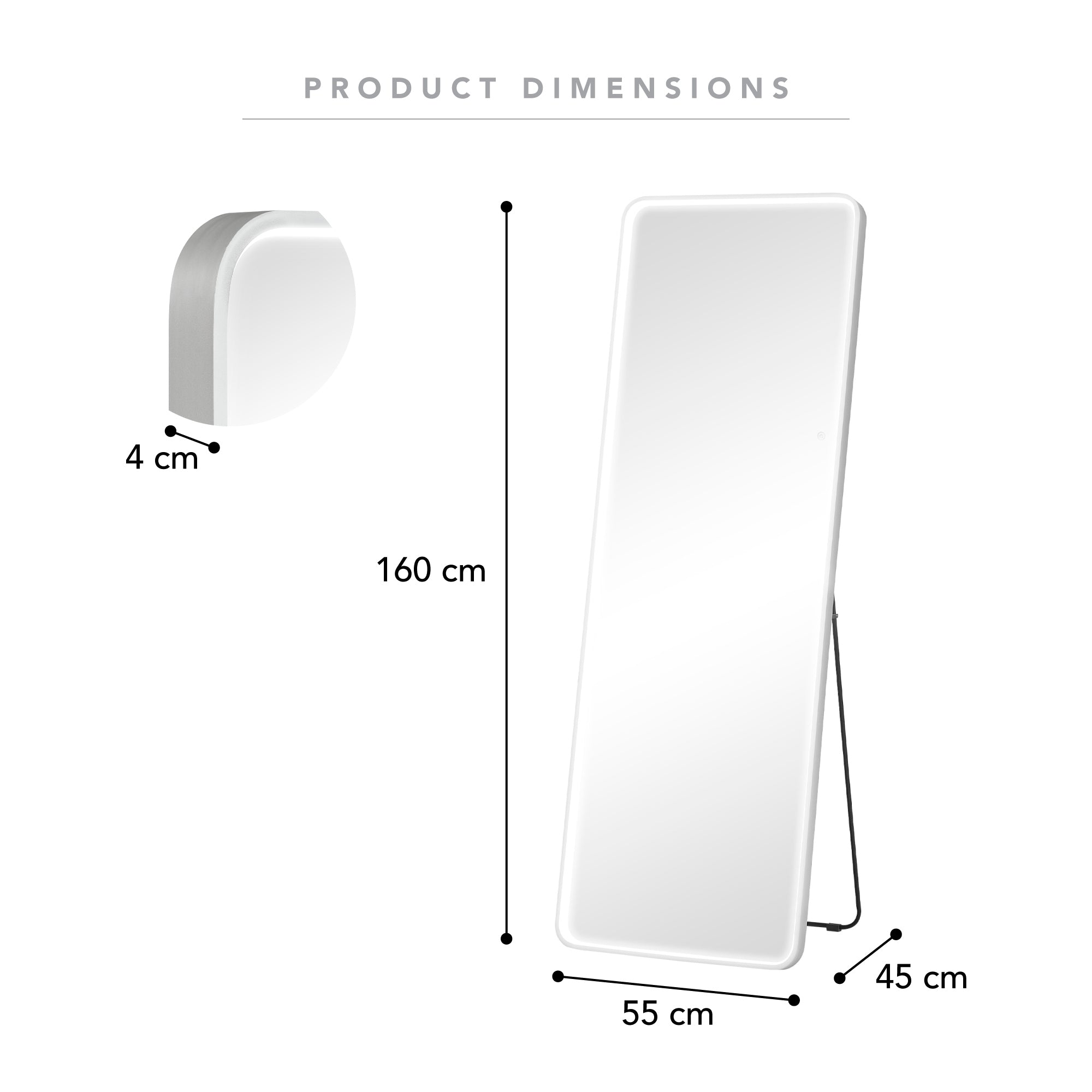 Front Illuminated 160cm LED Standing Mirror