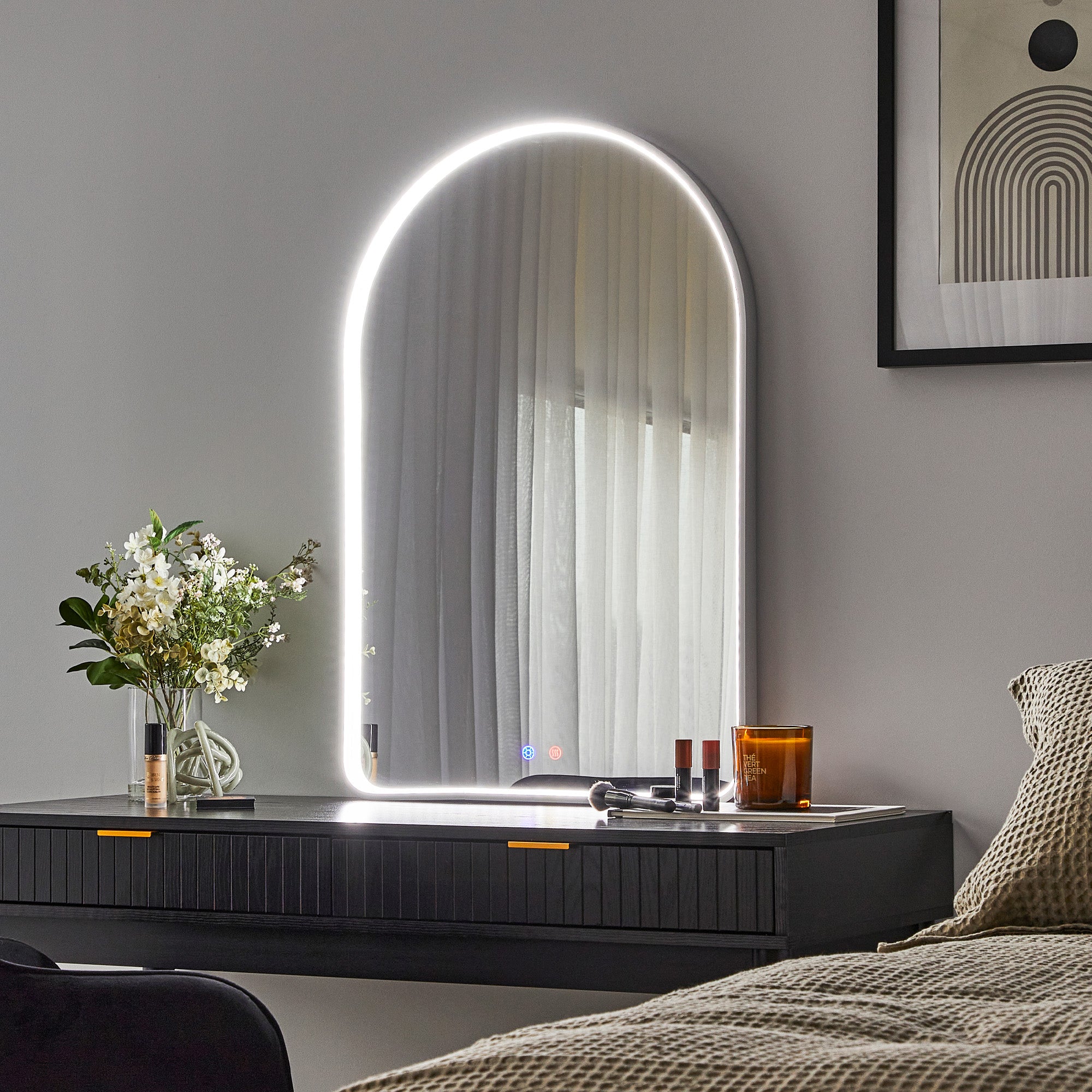 Front Illuminated 90cm LED Arch Mirror