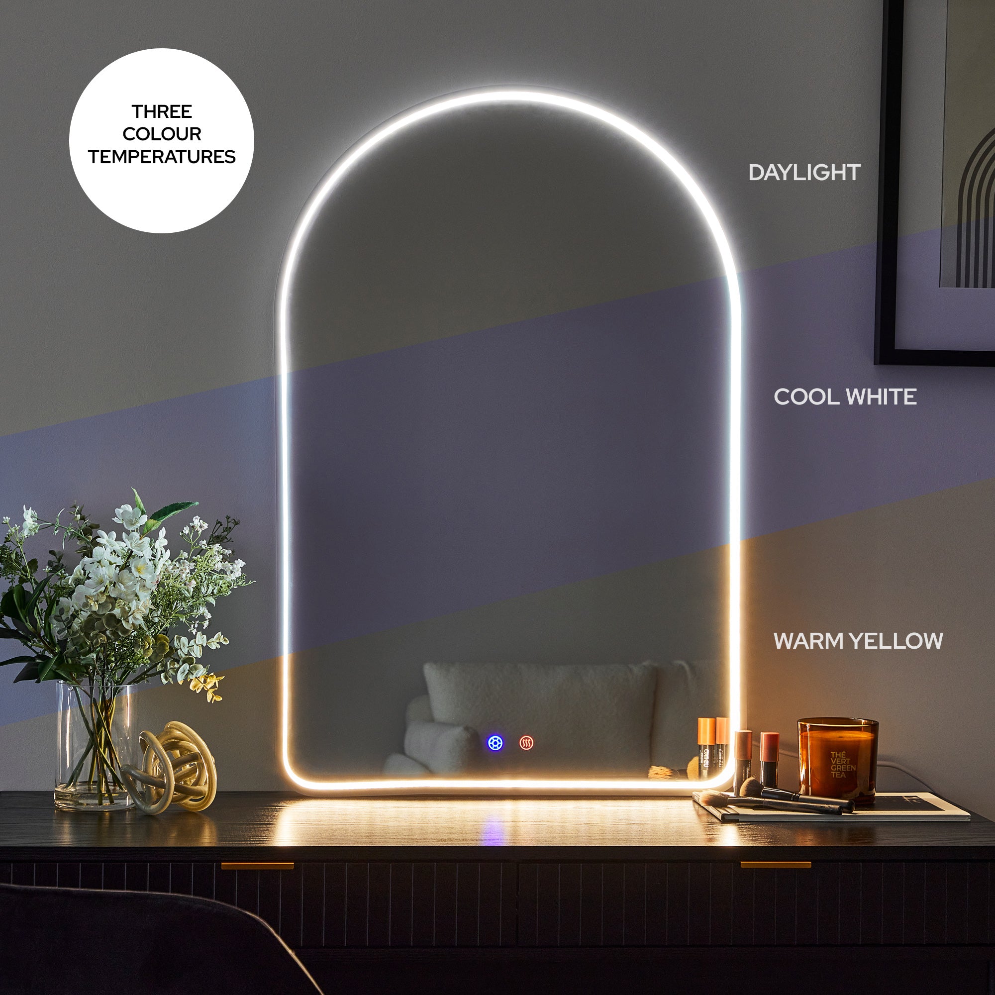 Front Illuminated 90cm LED Arch Mirror