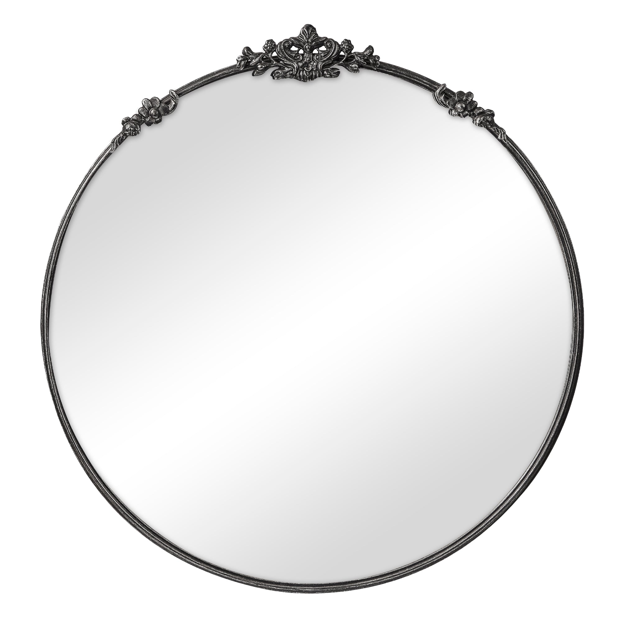 Florence 80cm Baroque Round Mirror Black