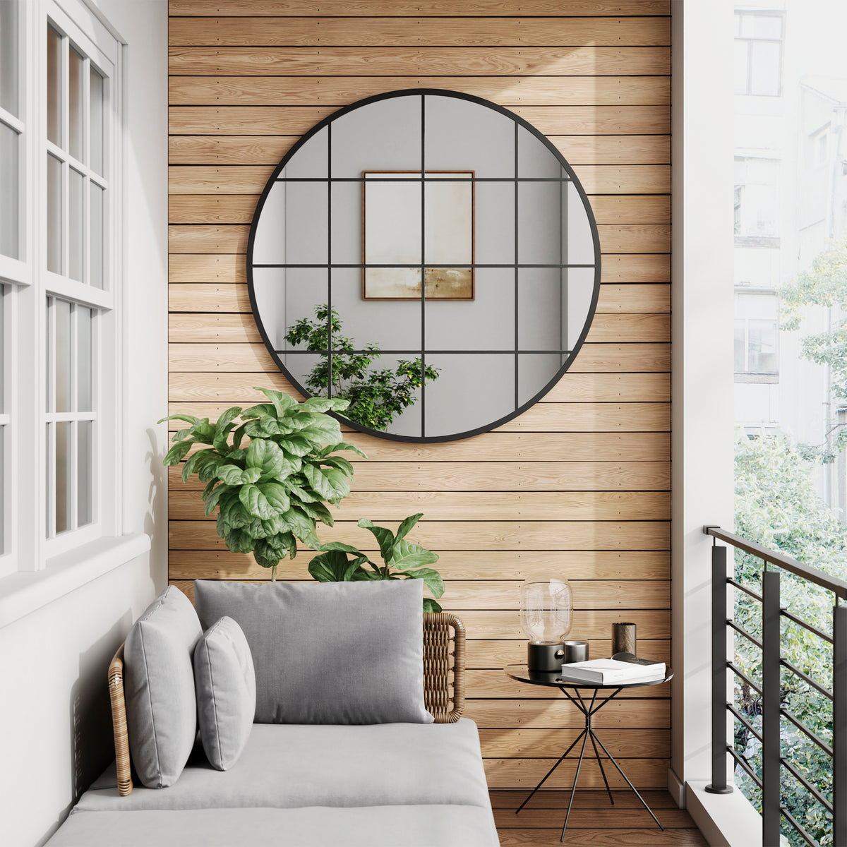 112 Inch Mirror Sophia 112cm Round Mirror Black