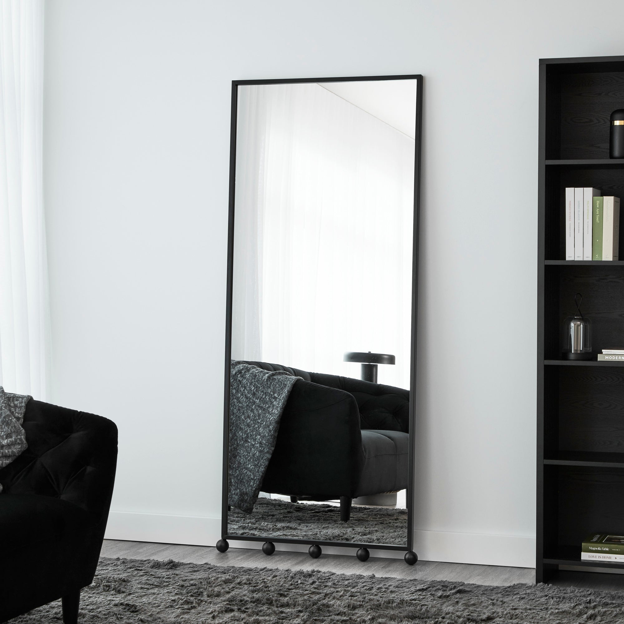 Orbit Sphere 180cm Floor Length Mirror Black