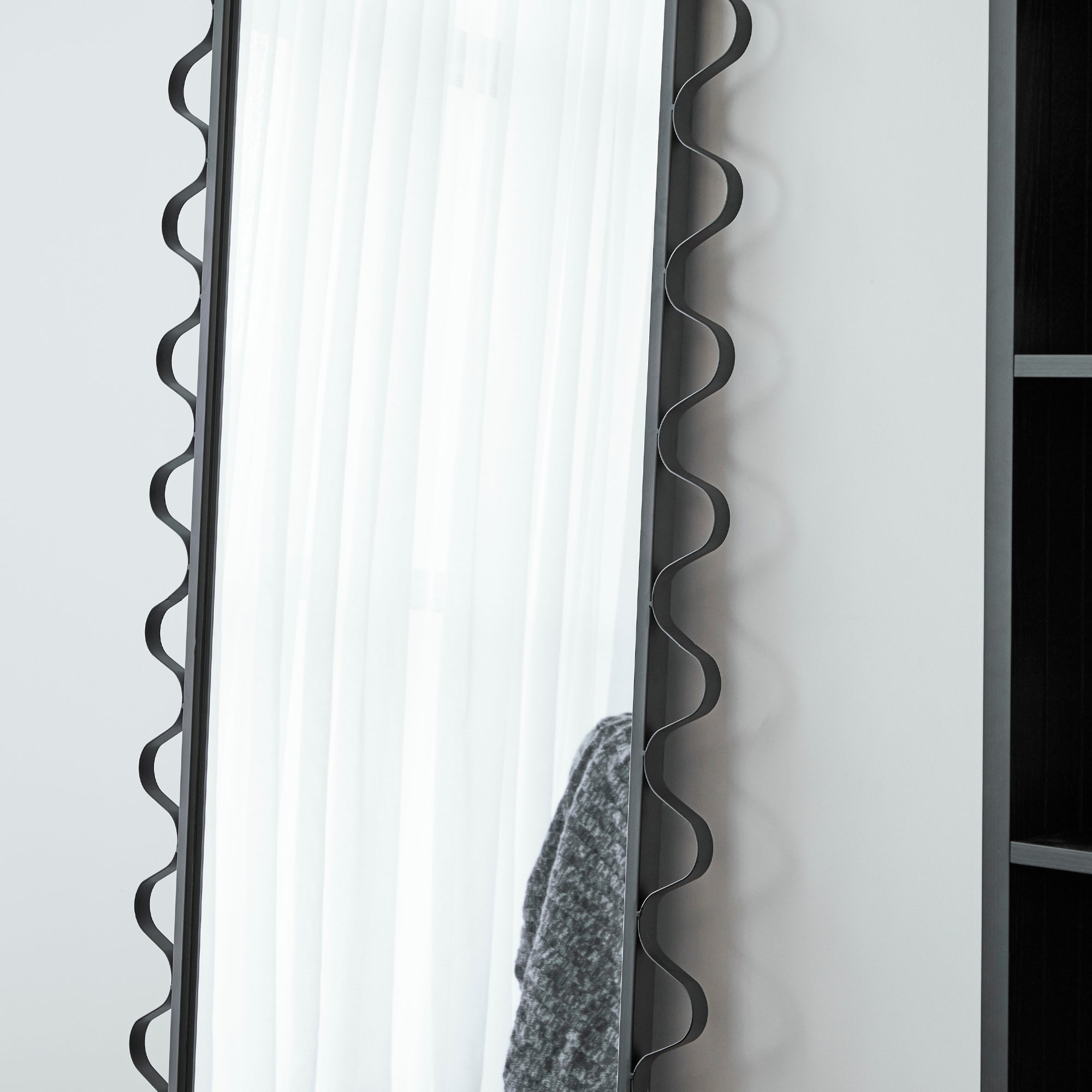Aria Wavey 180cm Floor Length Mirror Black