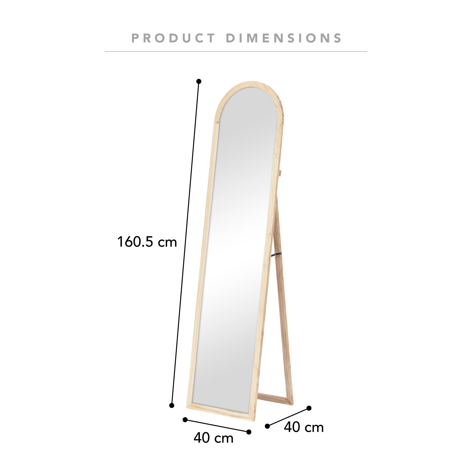 Harper 160cm Standing Mirror Wooden Arch in Natural