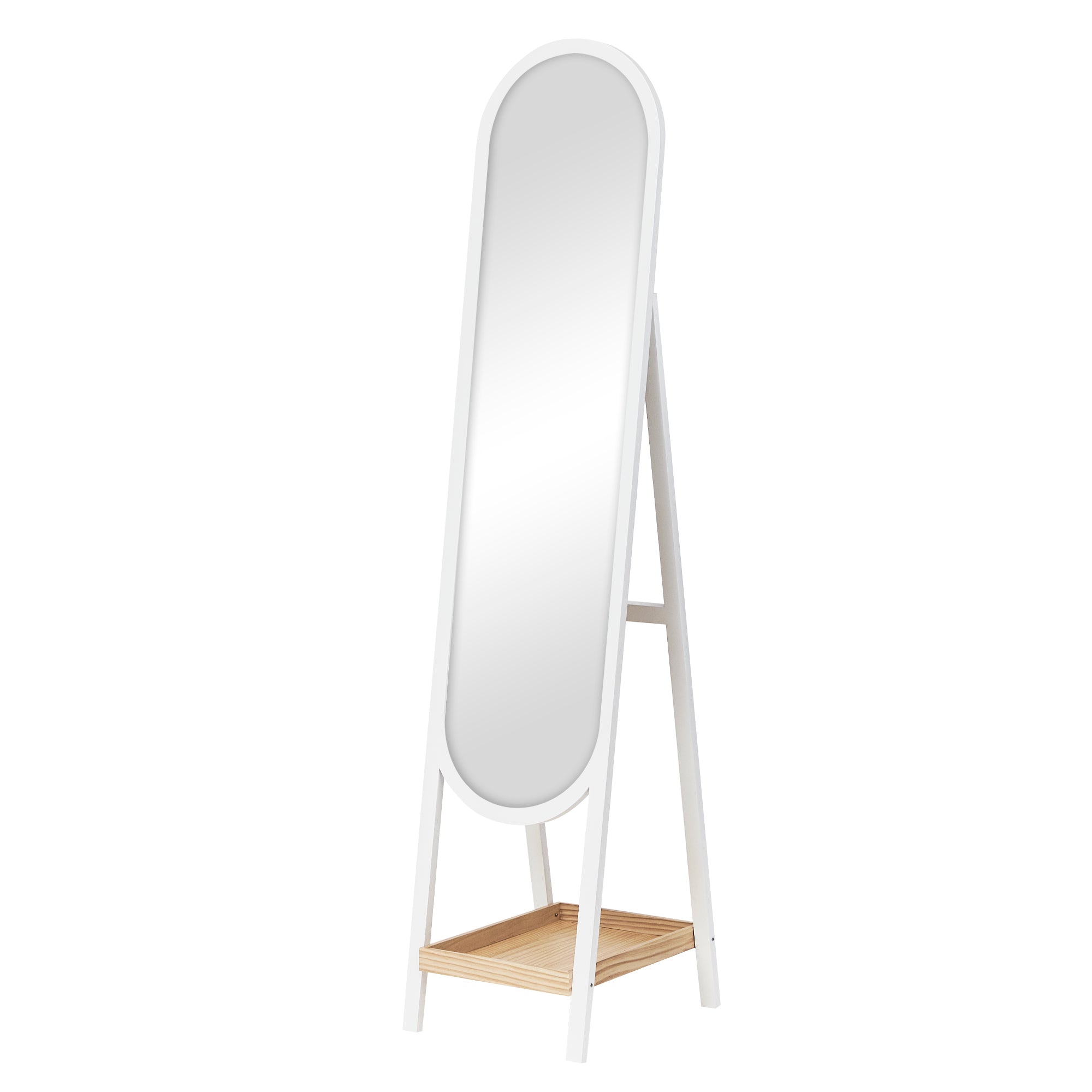 Harper 160cm Standing Arch Mirror With Shelf White