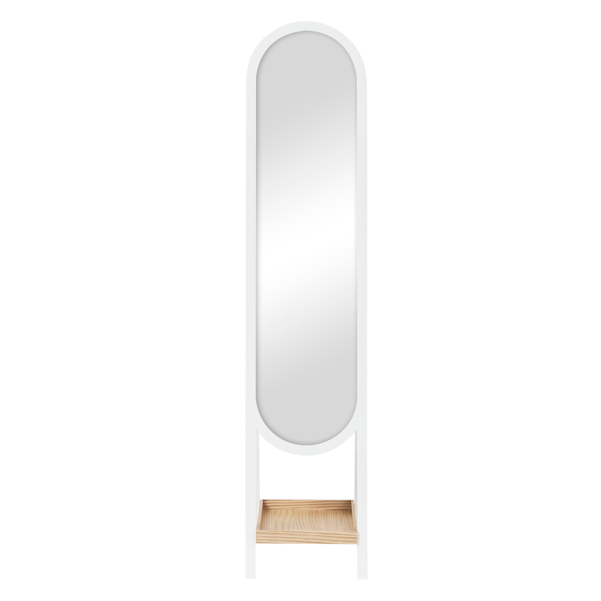 Harper 160cm Standing Arch Mirror With Shelf White