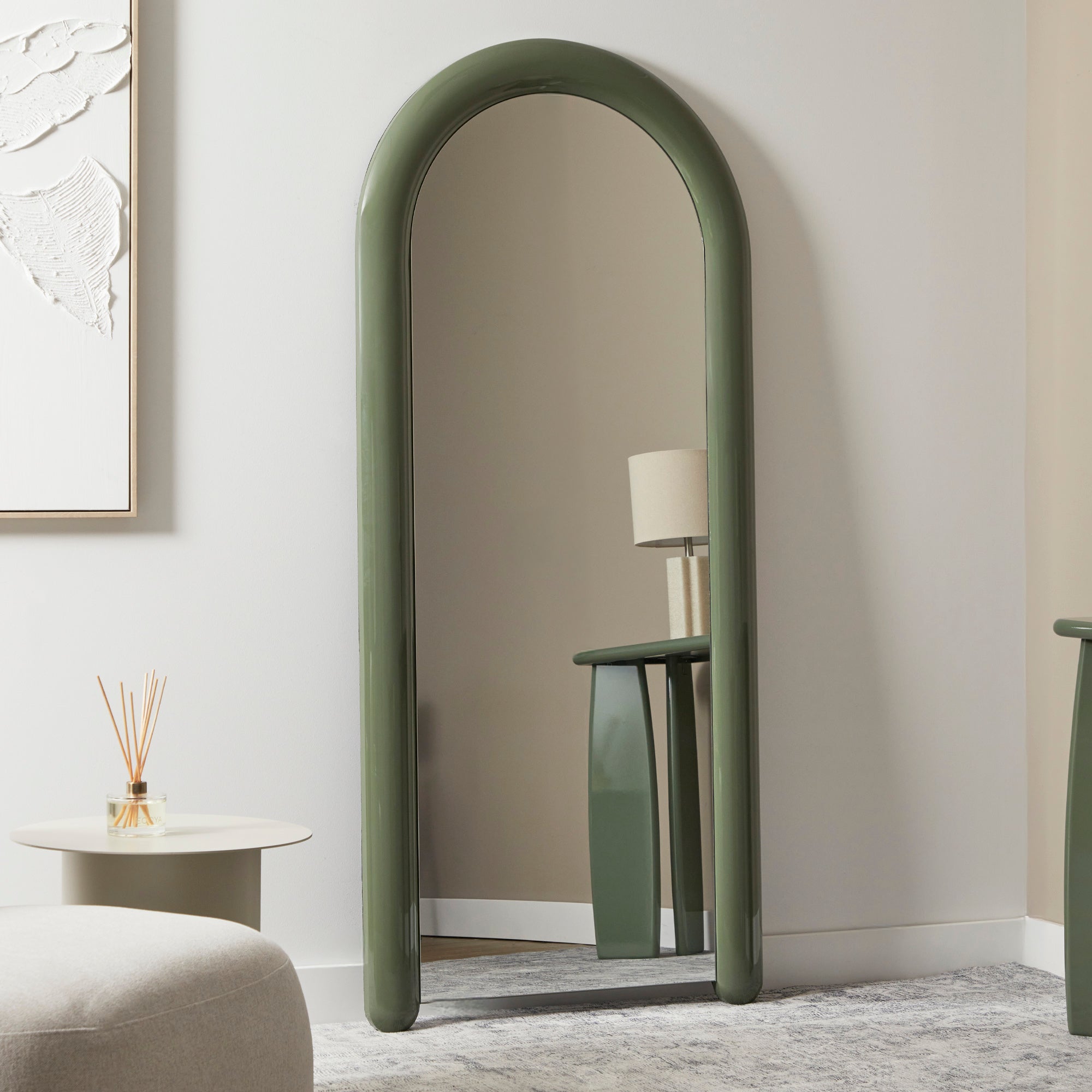 Gigi 180cm Gloss Arch Mirror Olive
