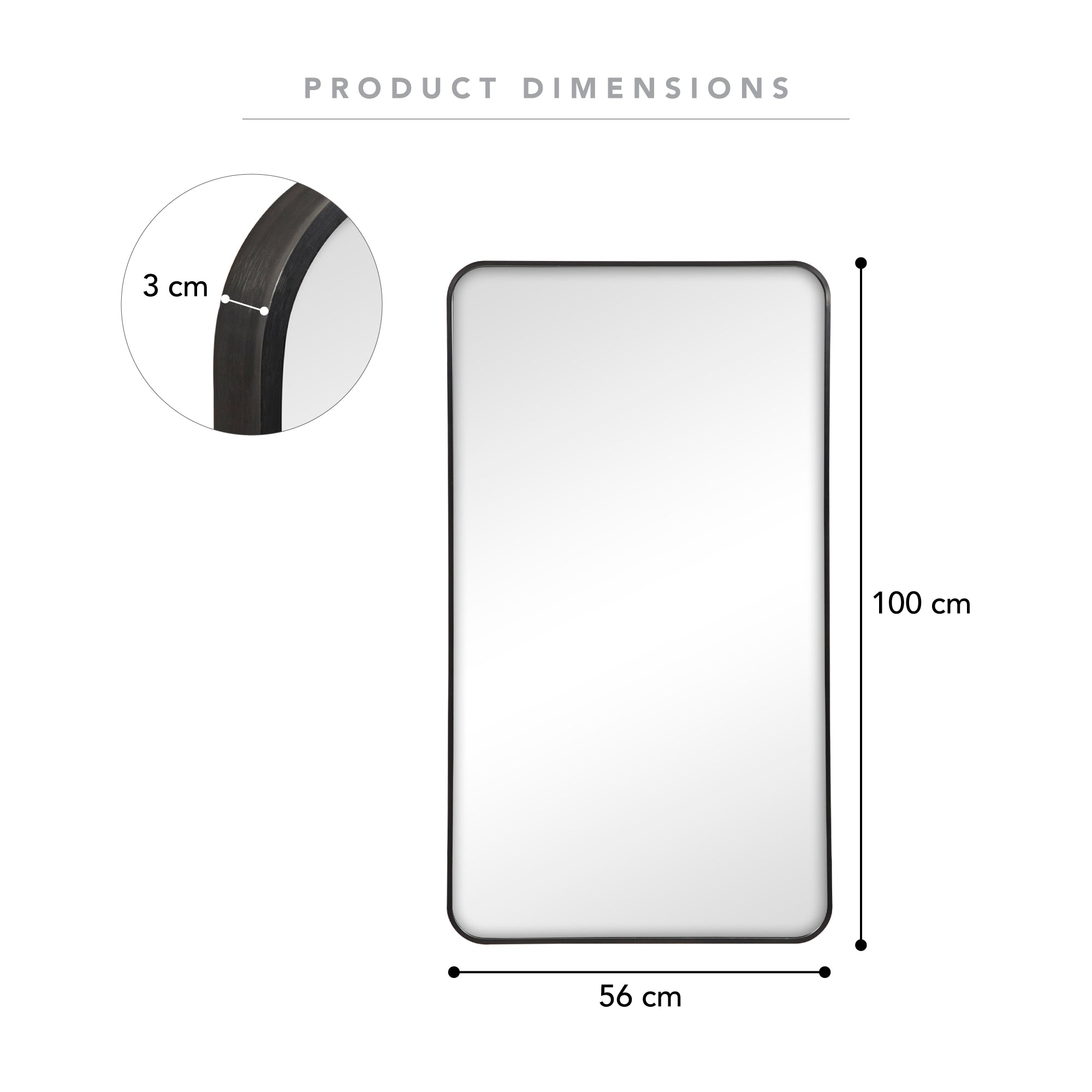 Gia 100cm Rounded Rectangle Mirror