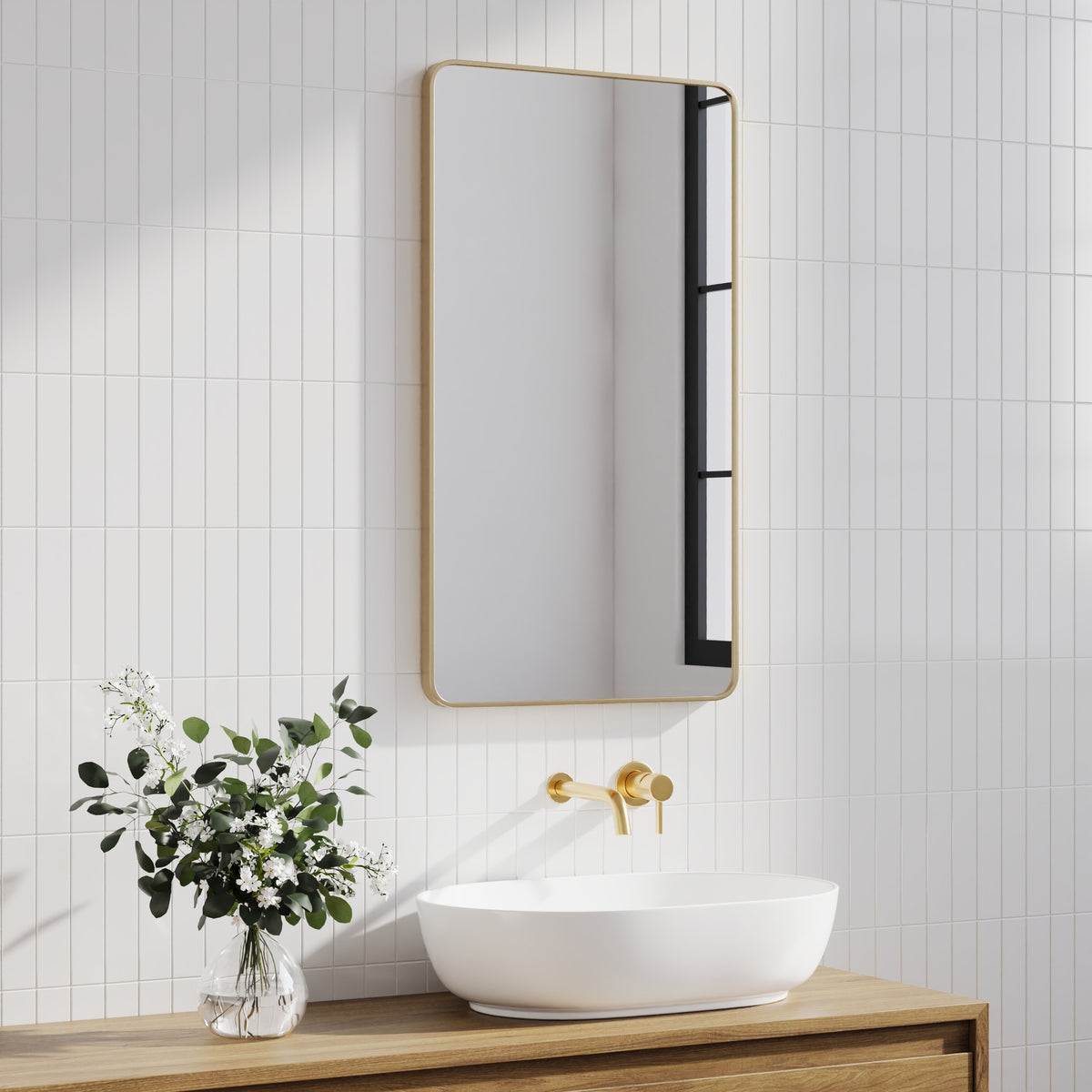 Gia 100cm Rounded Rectangle Mirror Gold