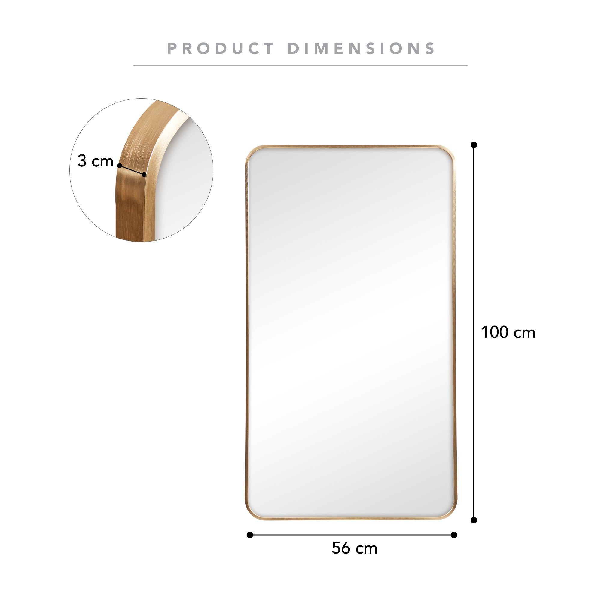 Gia 100cm Rounded Rectangle Mirror