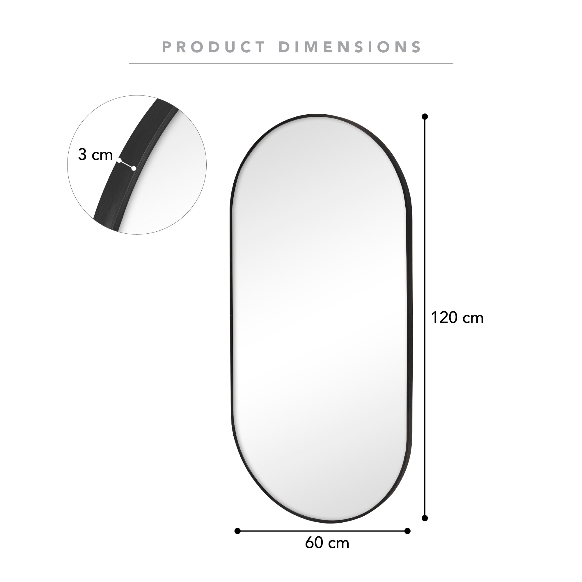 Zoe 120cm Oval Mirror