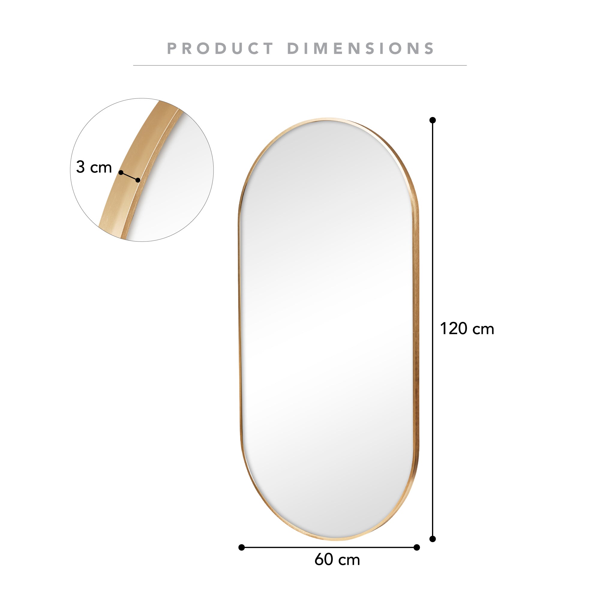 Zoe 120cm Oval Mirror