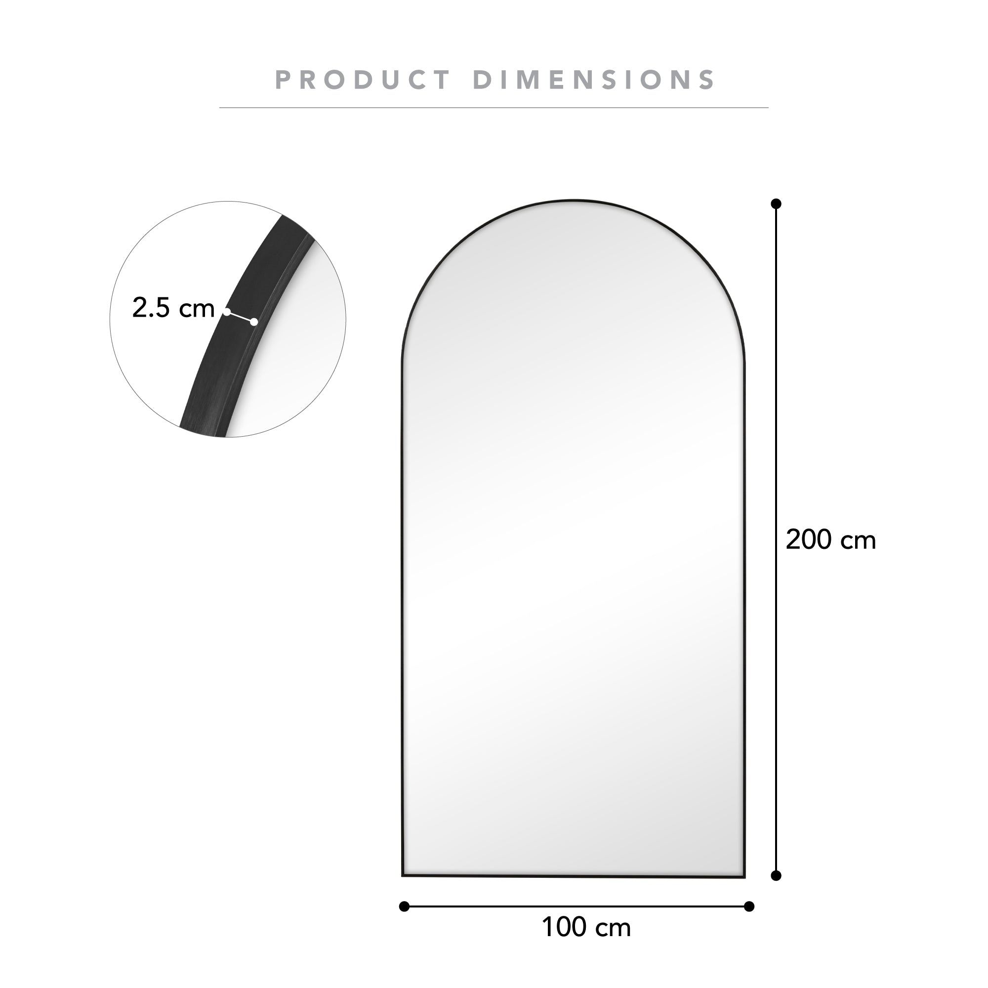 Cindy XXL 200cm Arch Mirror