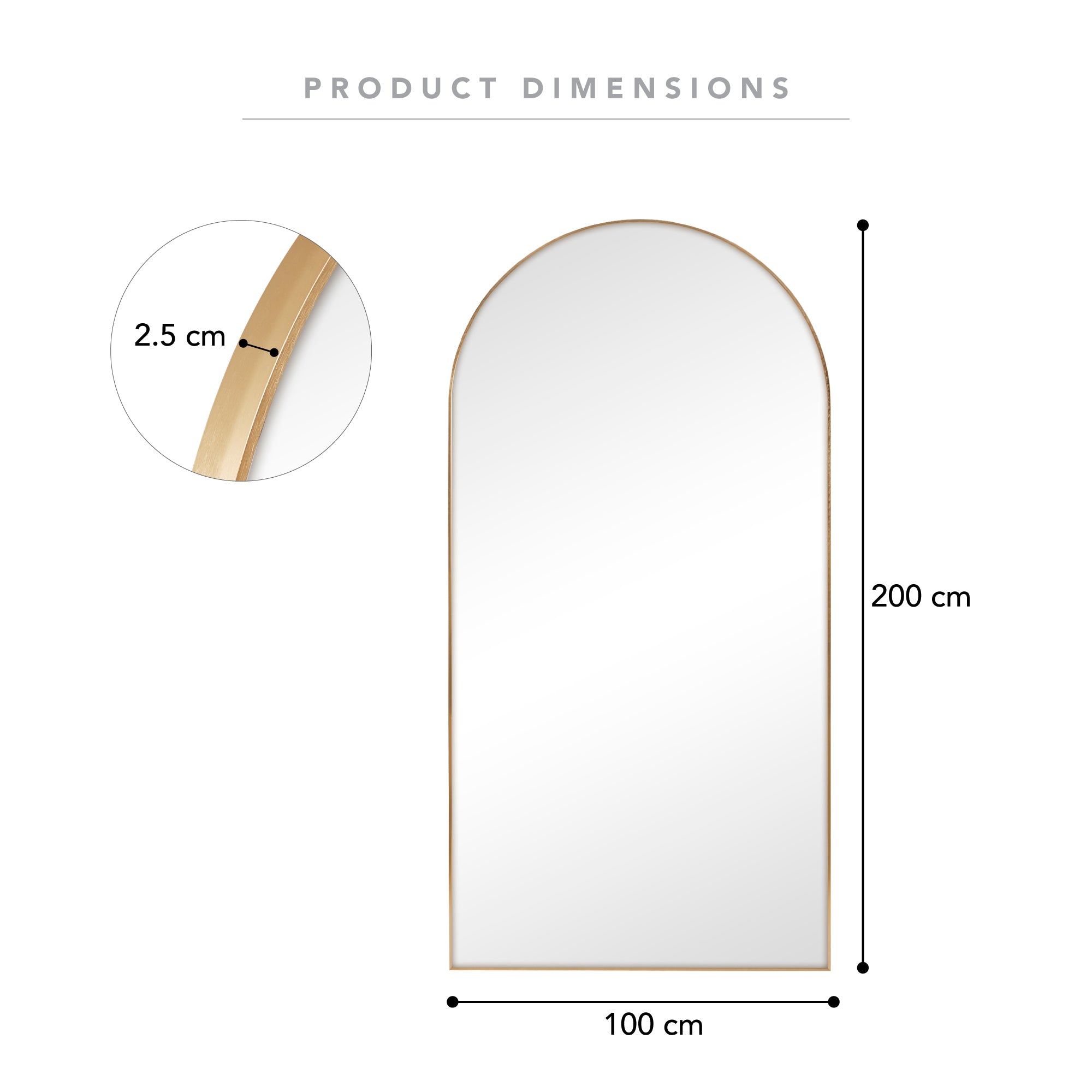 Cindy XXL 200cm Arch Mirror