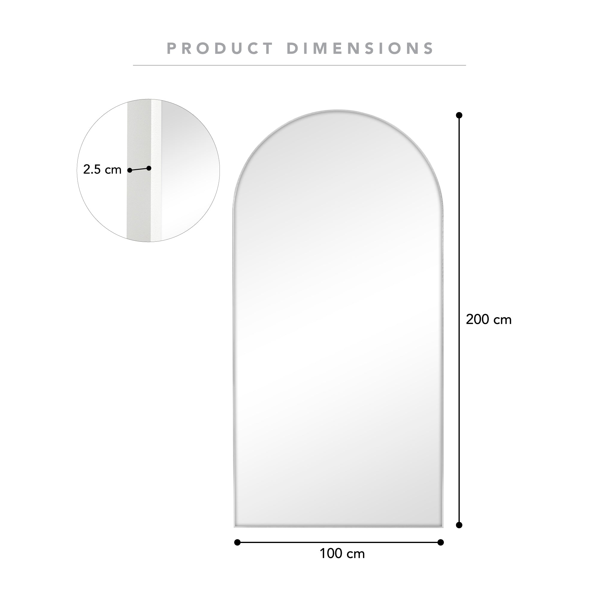 Cindy  XXL 200cm Arch Mirror White