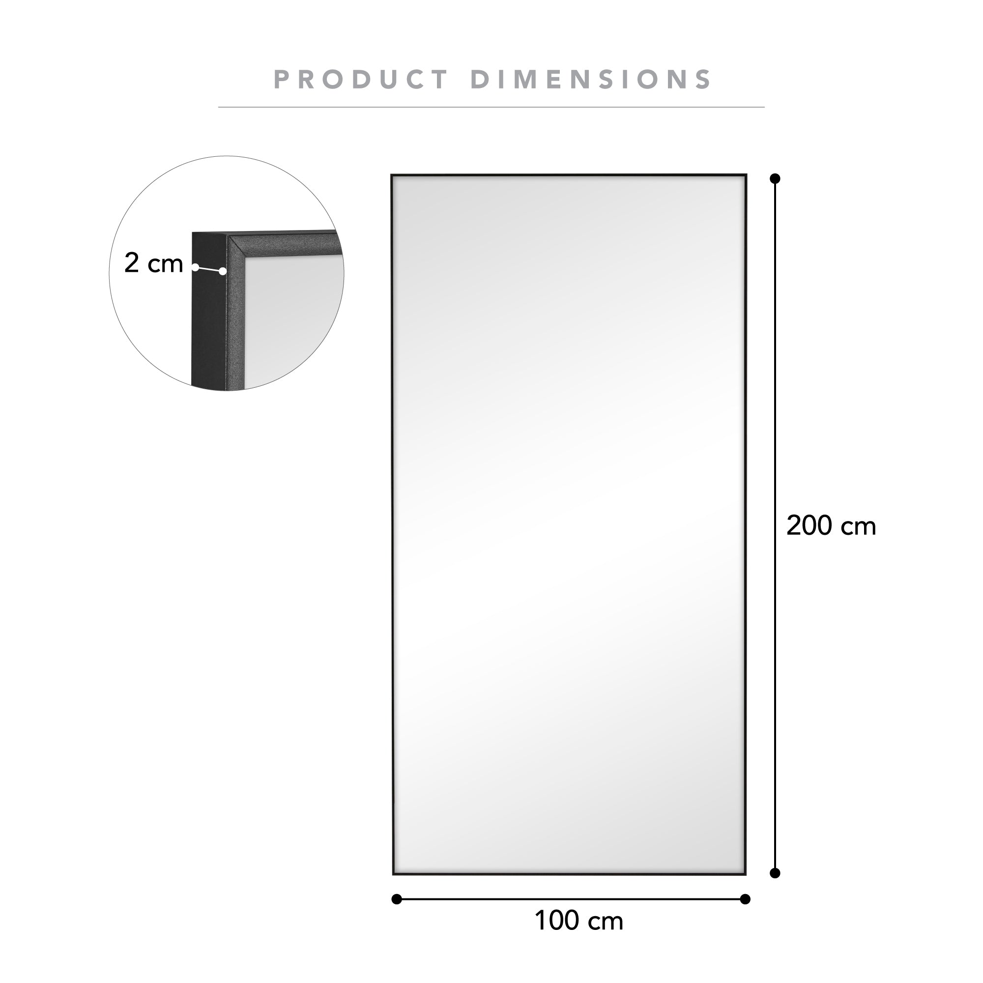 Elle XXL 200cm Rectangle Mirror