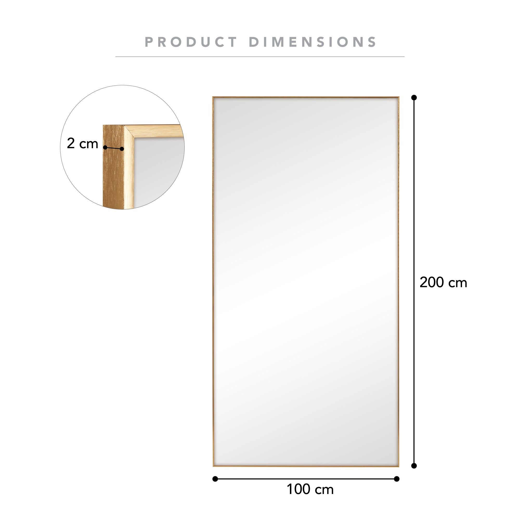 Elle XXL 200cm Rectangle Mirror