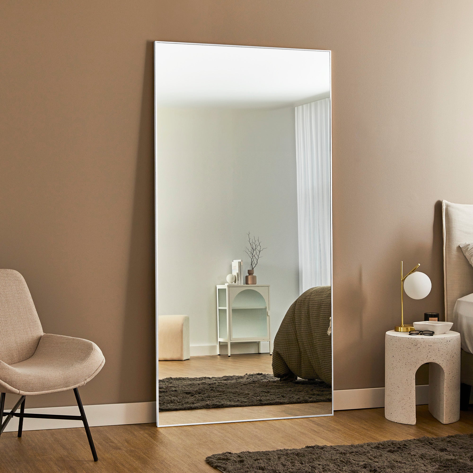 Elle XXL 200cm Rectangle Mirror White