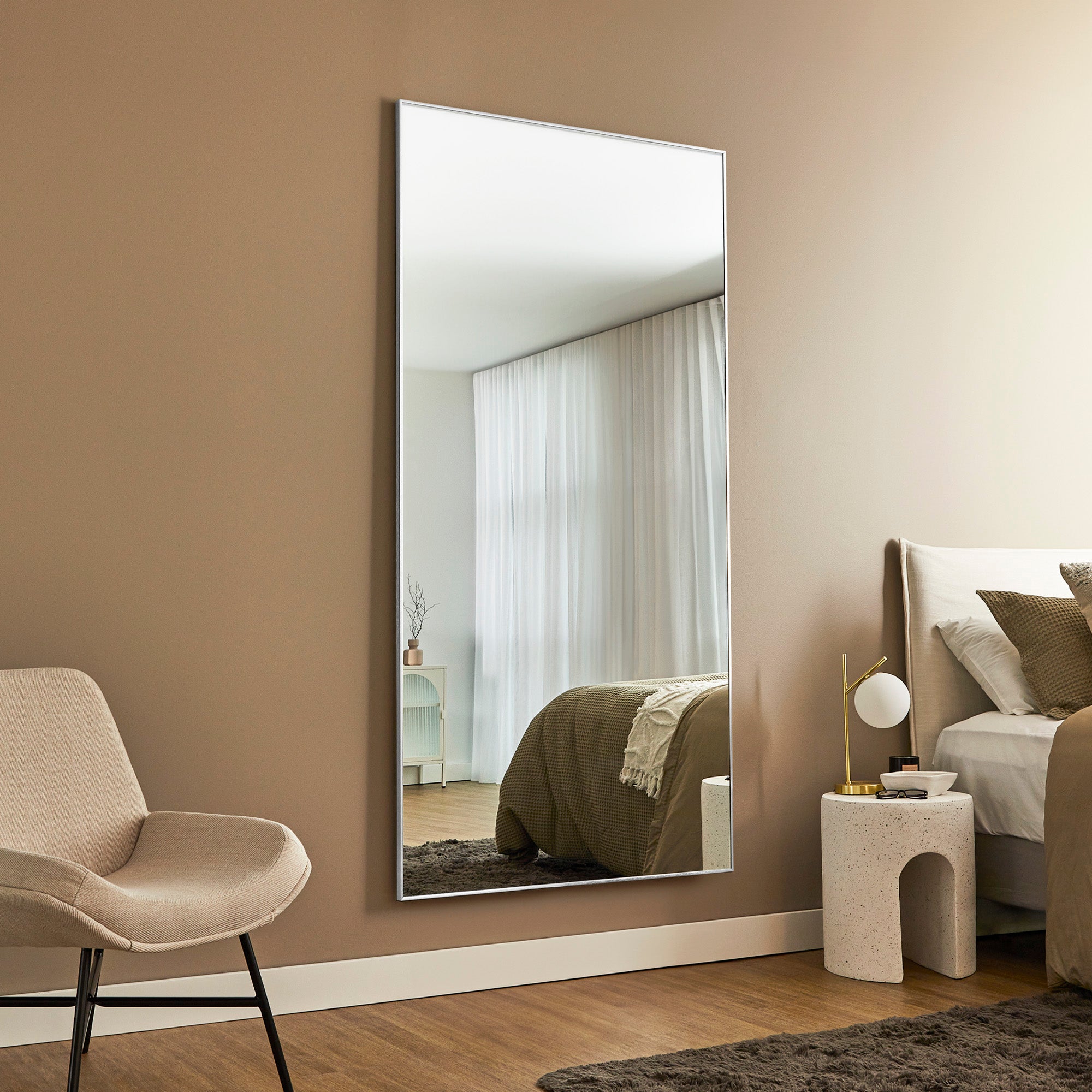 Elle XXL 200cm Rectangle Mirror White