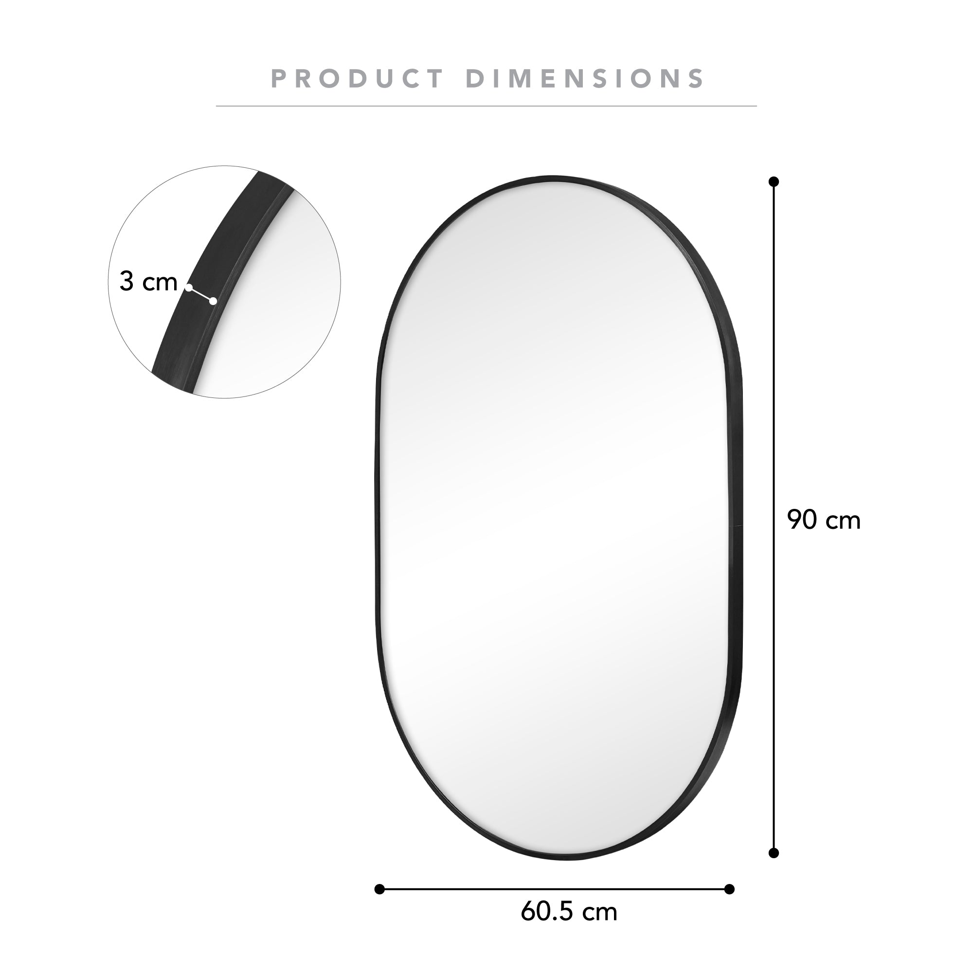 Zoe 90cm Oval Mirror