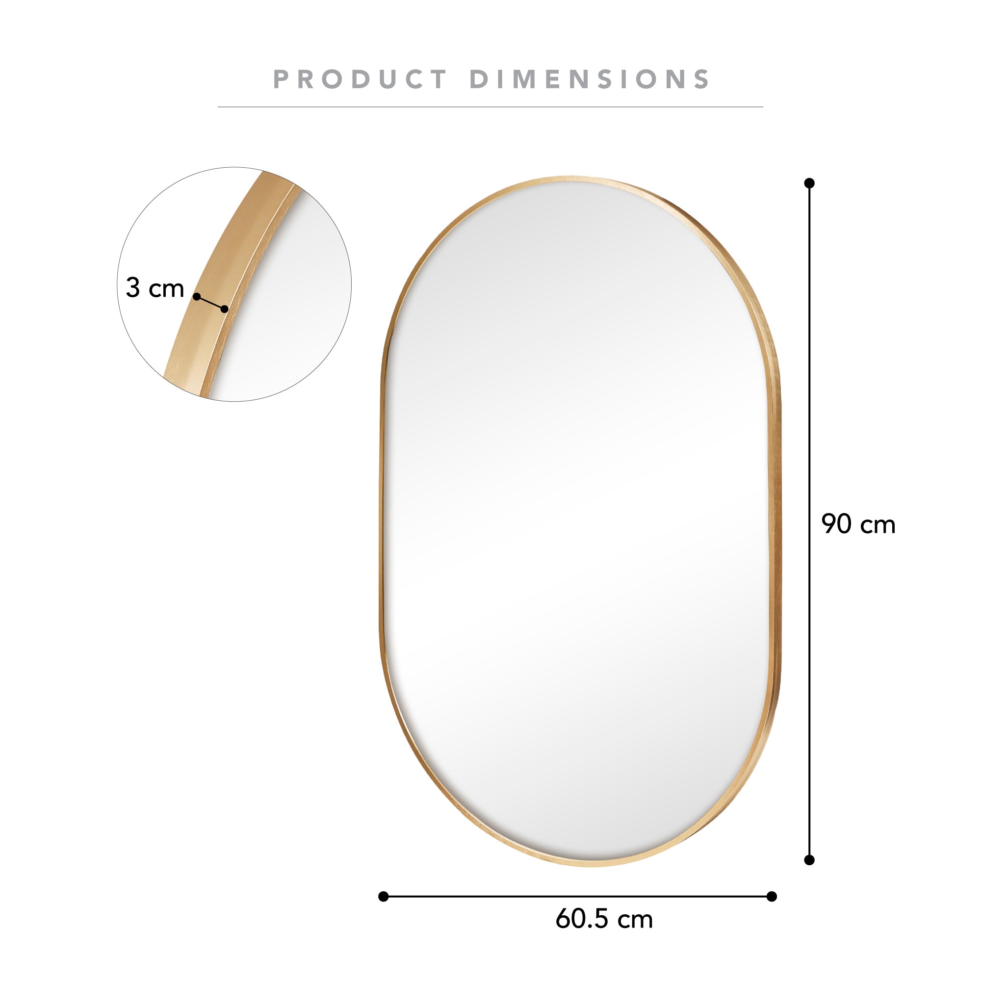 Zoe 90cm Oval Mirror