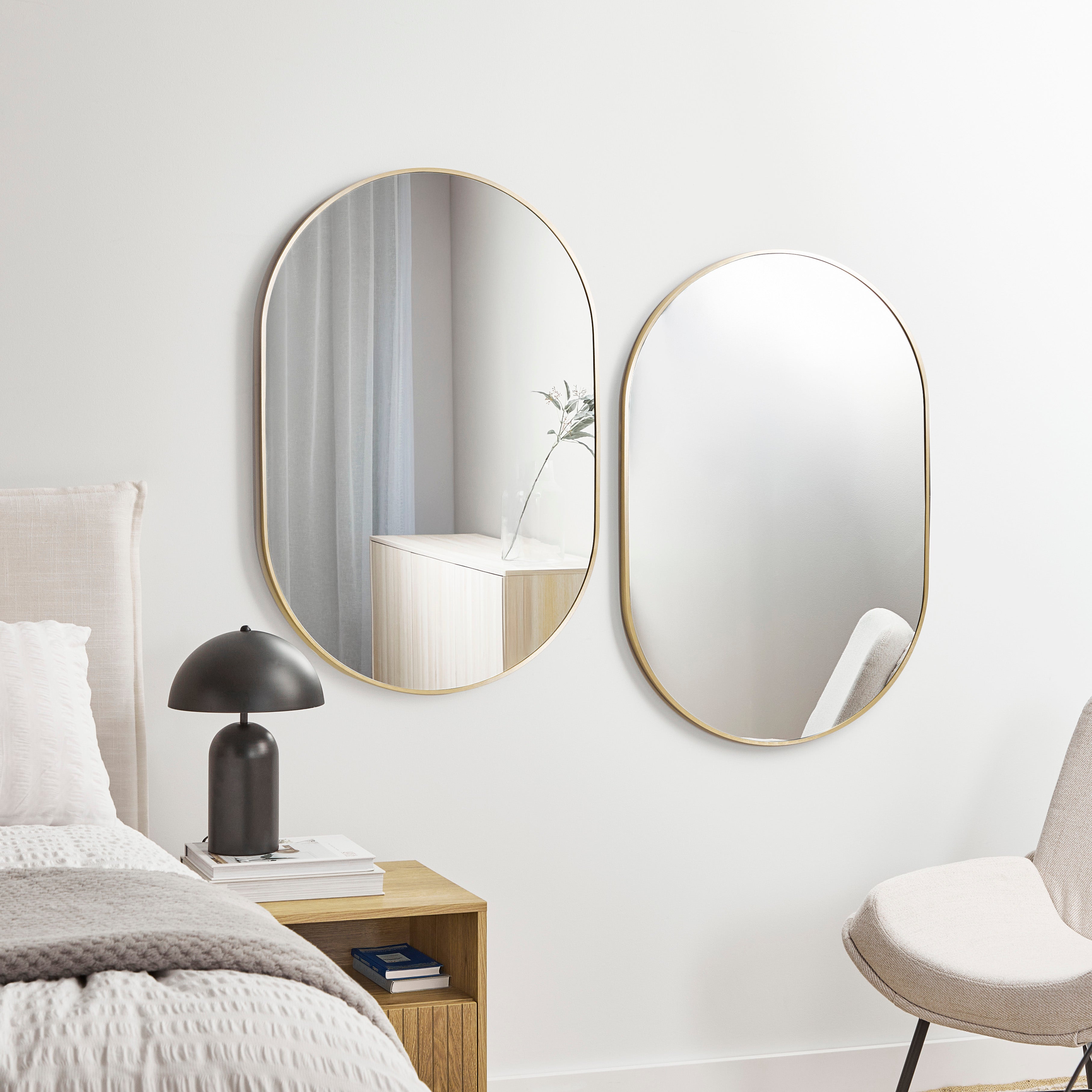 Zoe 90cm Oval Mirror Gold (Set of 2)