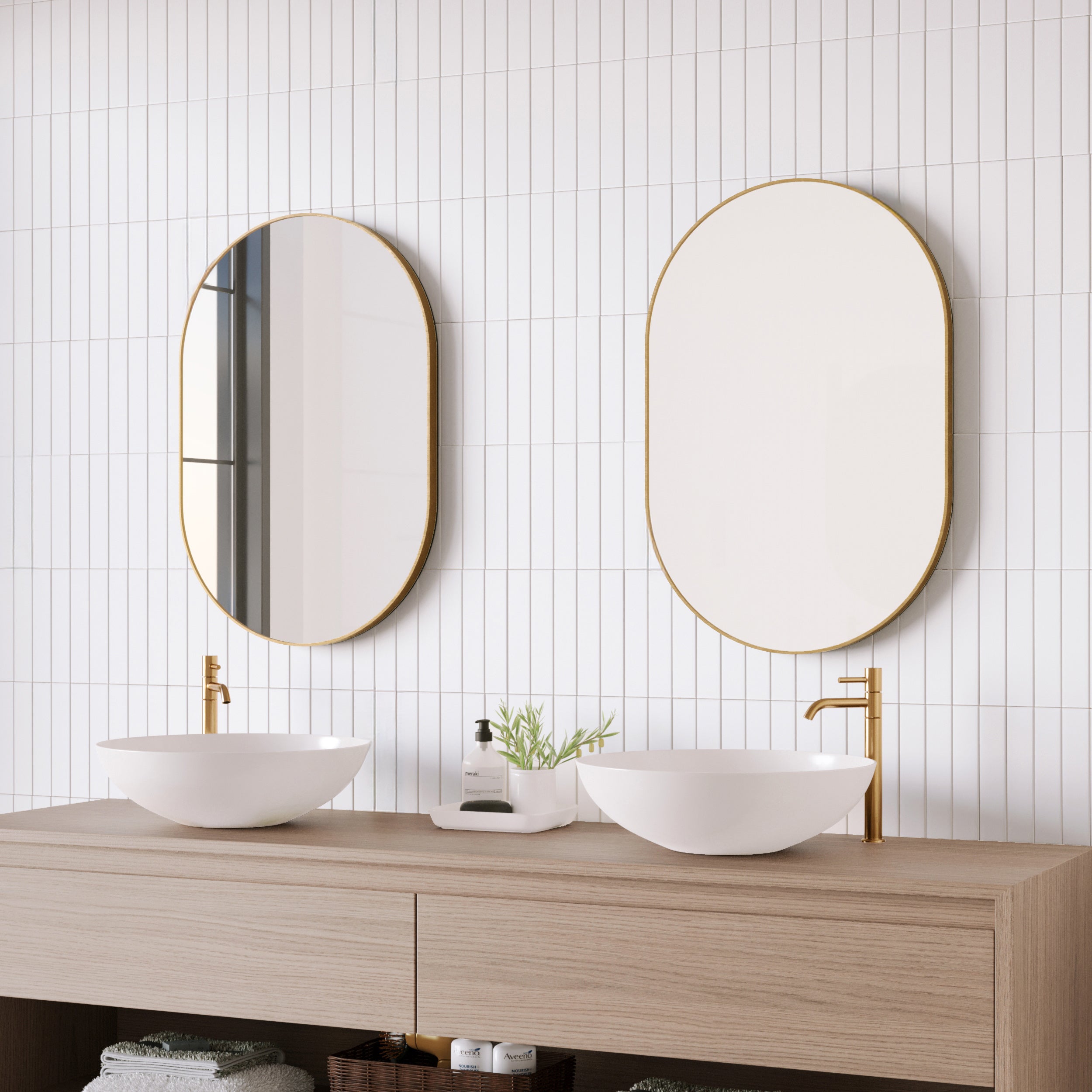 Zoe 90cm Oval Mirror Gold (Set of 2)