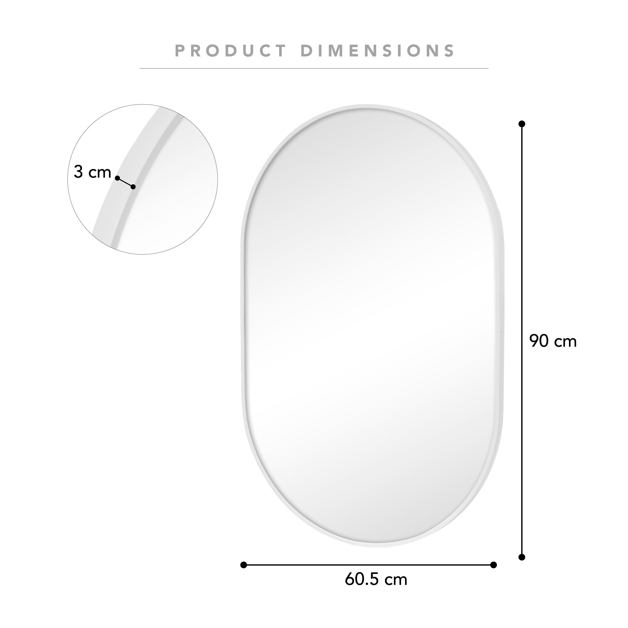 Zoe 90cm Oval Mirror