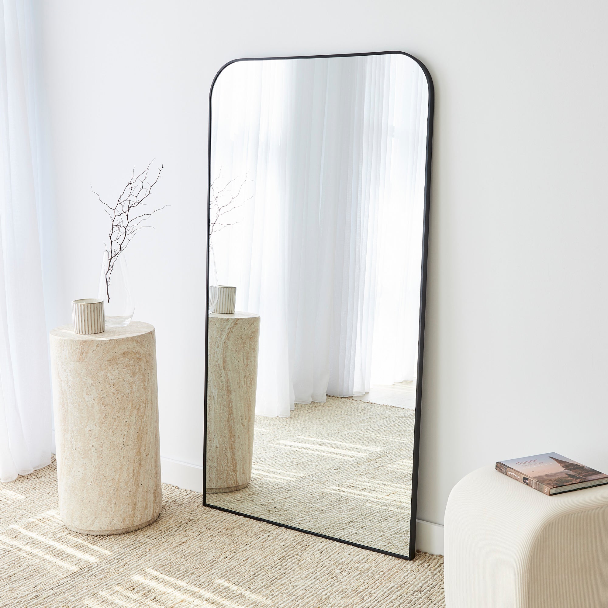 Ivy 165cm Rounded Mirror Black