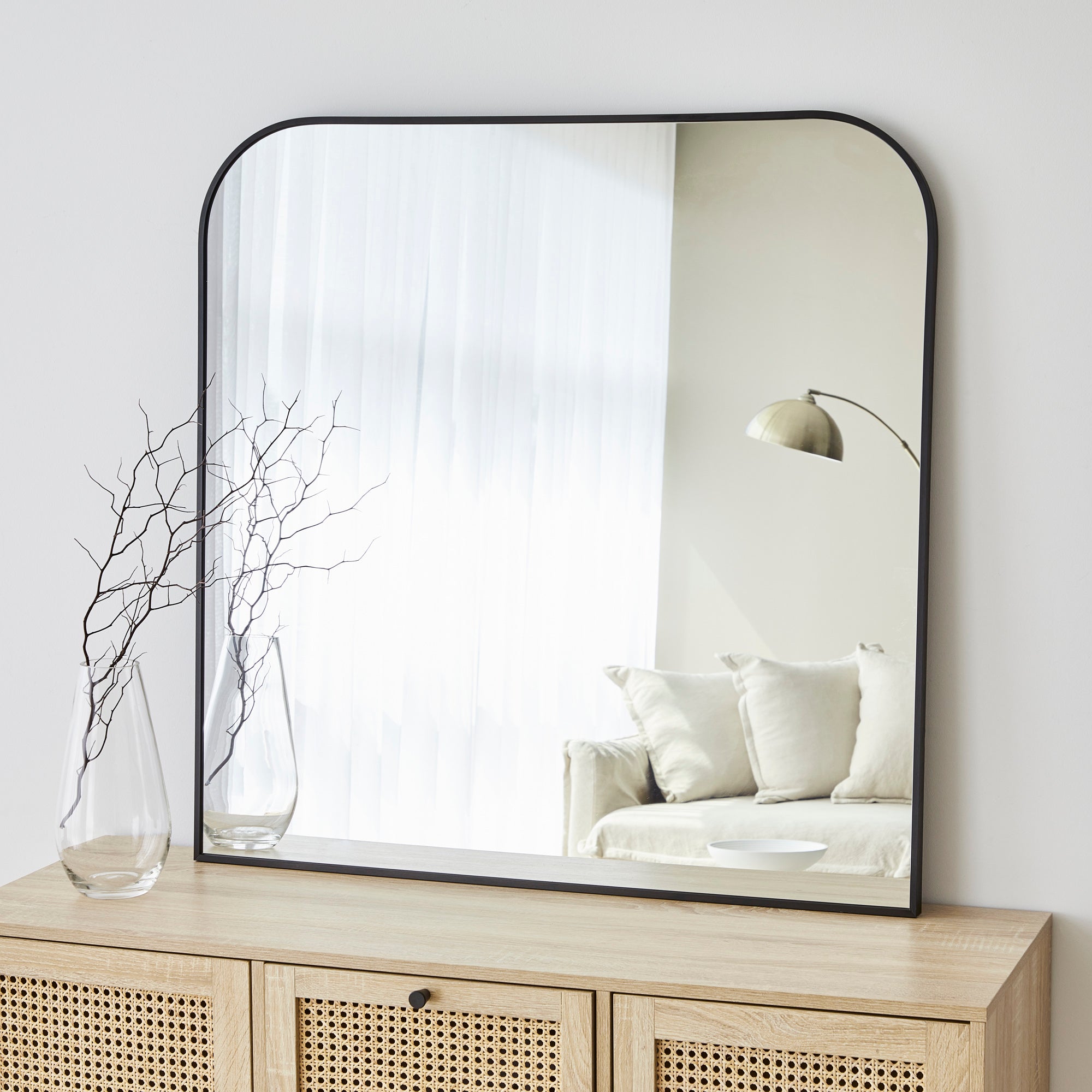 Ivy 90cm Rounded Mirror Black